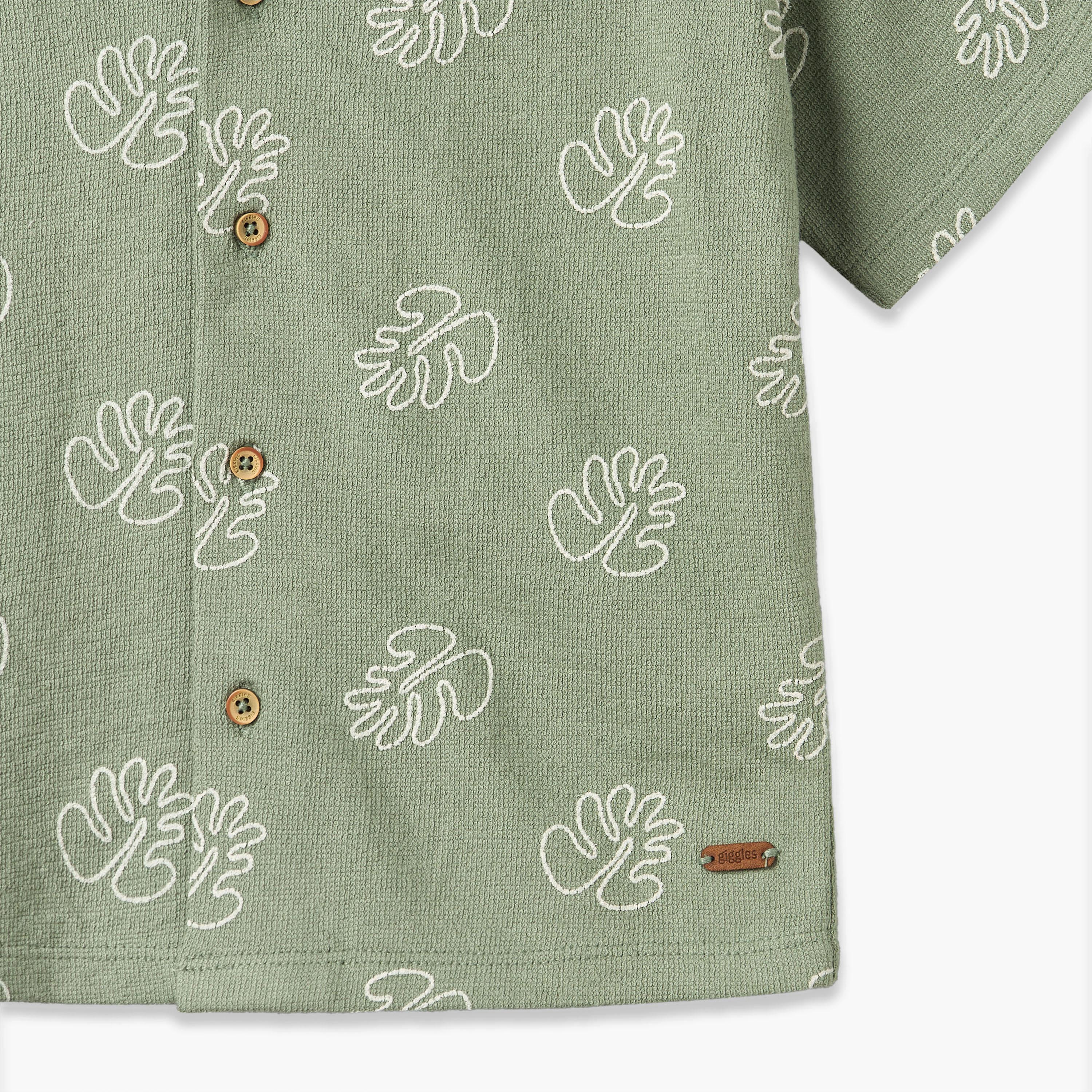 Giggles Camp Collar Short Sleeves Shirt and Shorts Set with Leaf Print-baby-boys-clothing-setsandcoords-image-8