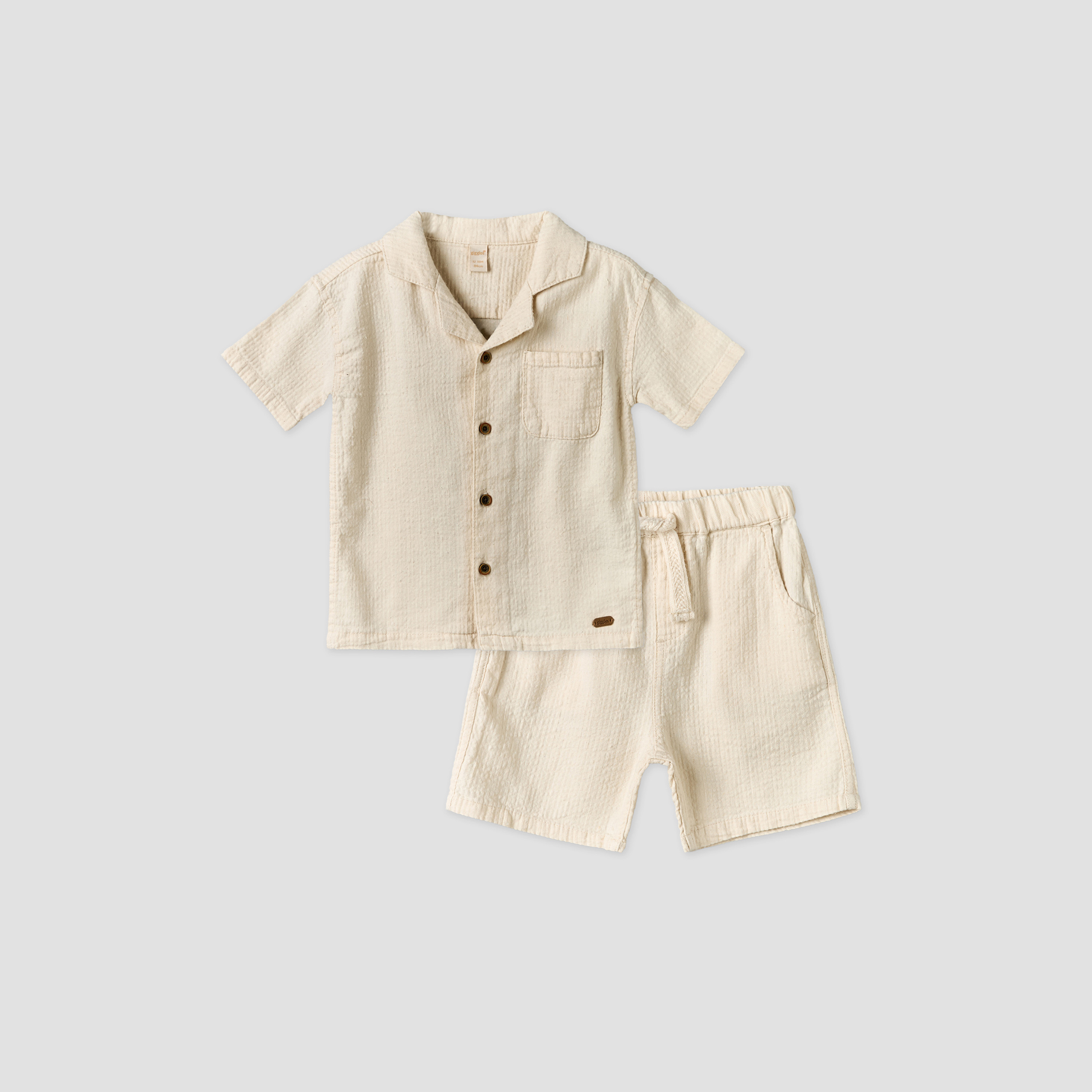 Giggles Collared Short Sleeves Shirt and Shorts Set with Textured Design-baby-boys-clothing-setsandcoords-image-1