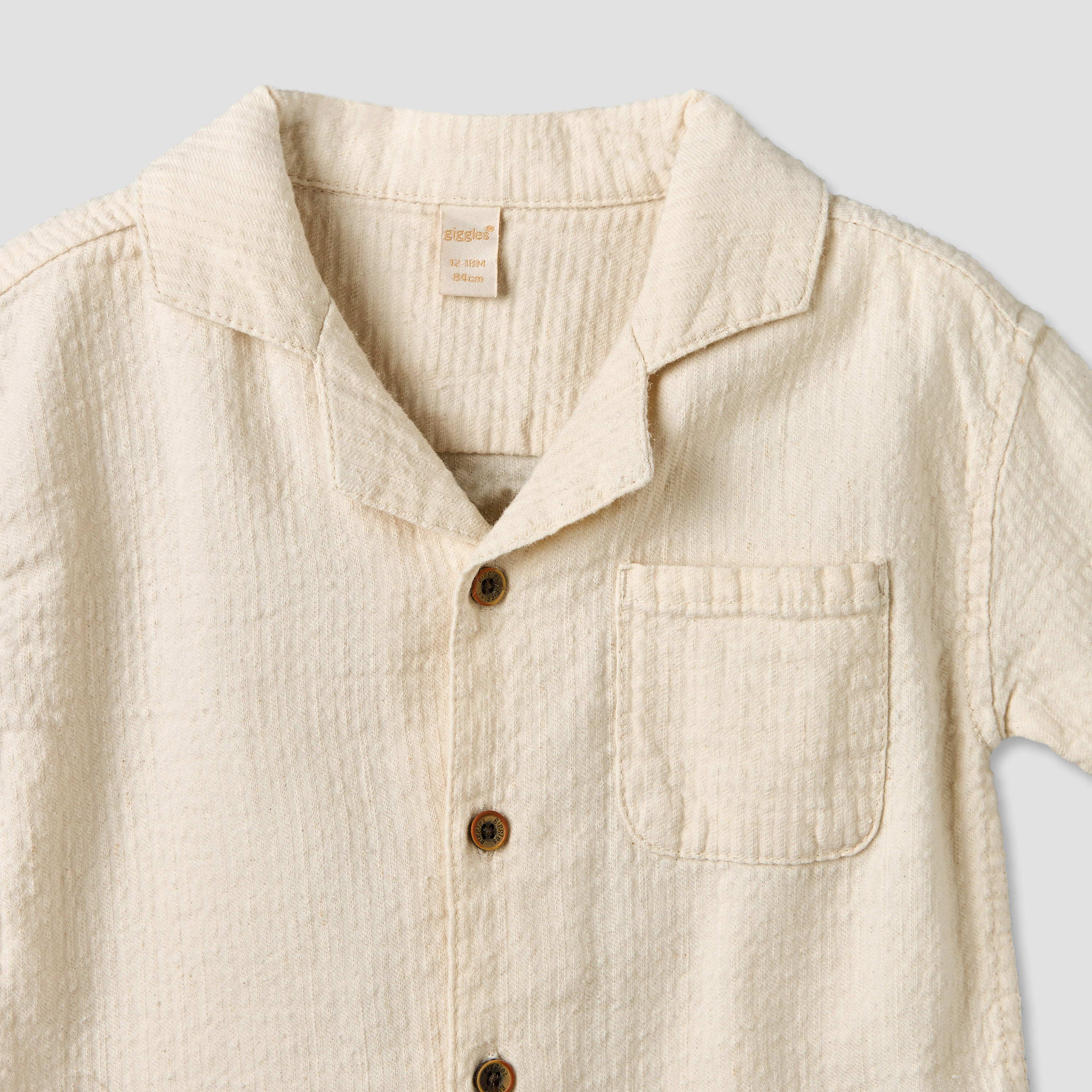 Giggles Collared Short Sleeves Shirt and Shorts Set with Textured Design-baby-boys-clothing-setsandcoords-image-6