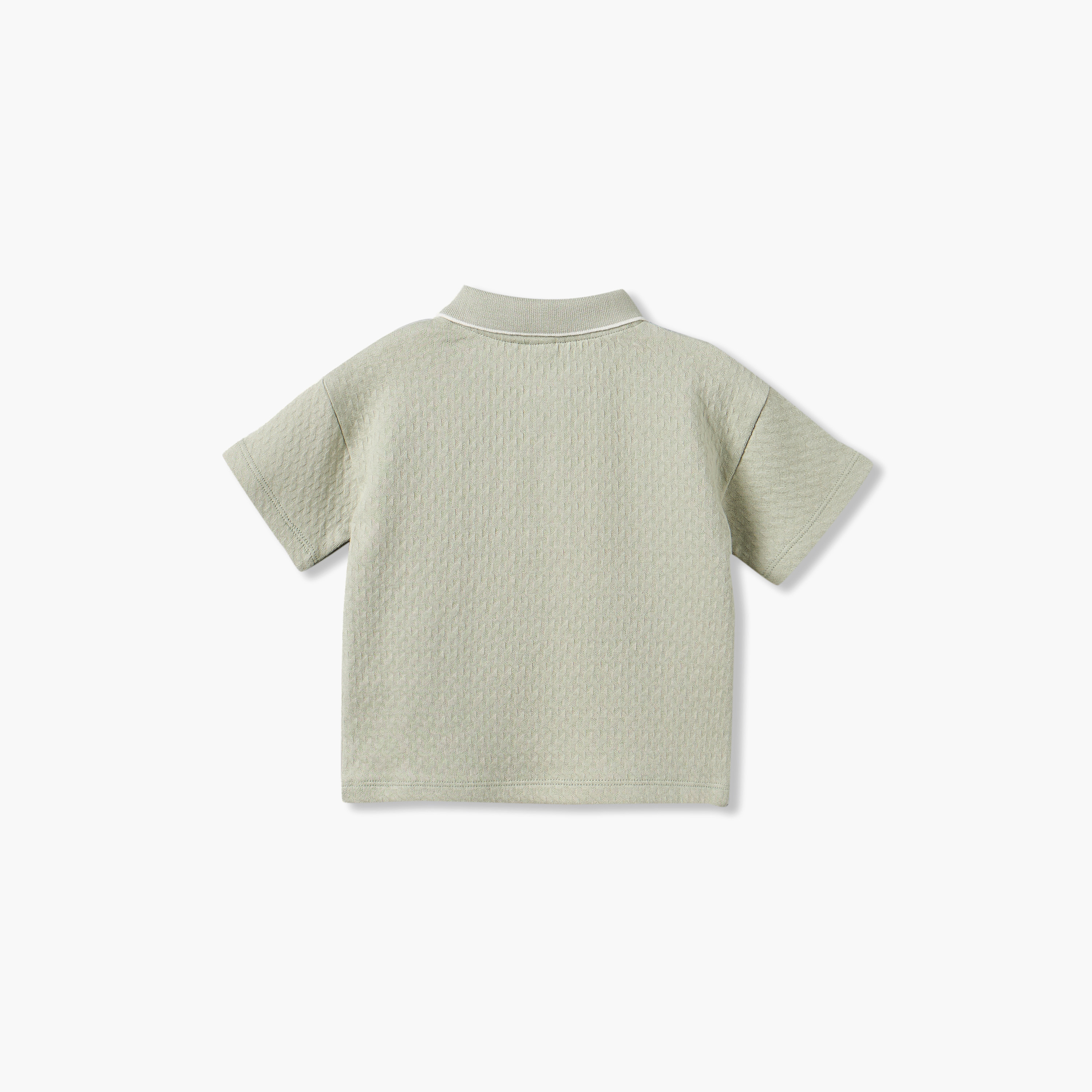 Giggles Collared Short Sleeves T-shirt and Shorts Set with Textured Design-baby-boys-clothing-setsandcoords-image-3