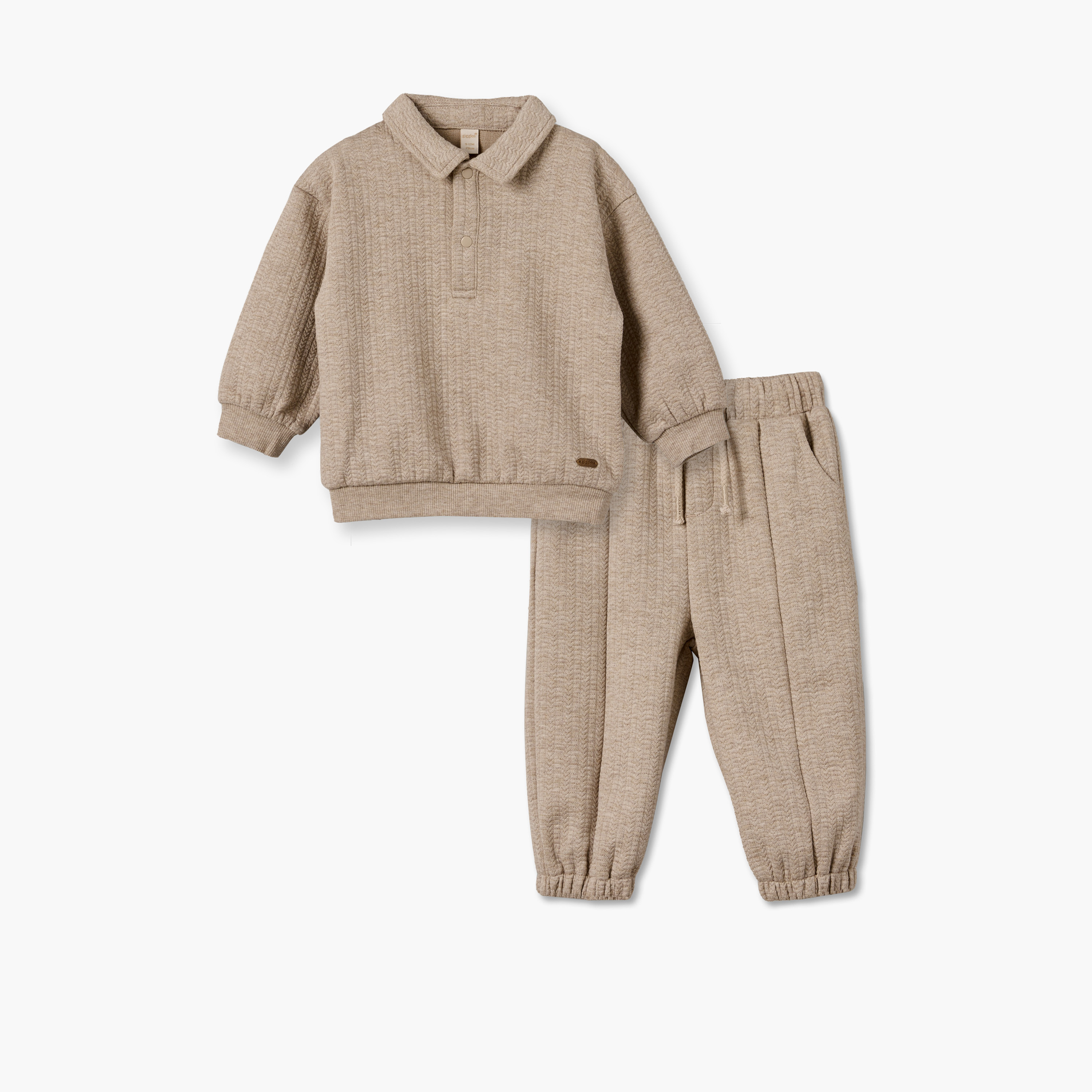 Giggles Collared Long Sleeves Sweatshirt and Joggers Set with Half Button Placket-baby-boys-clothing-setsandcoords-image-2