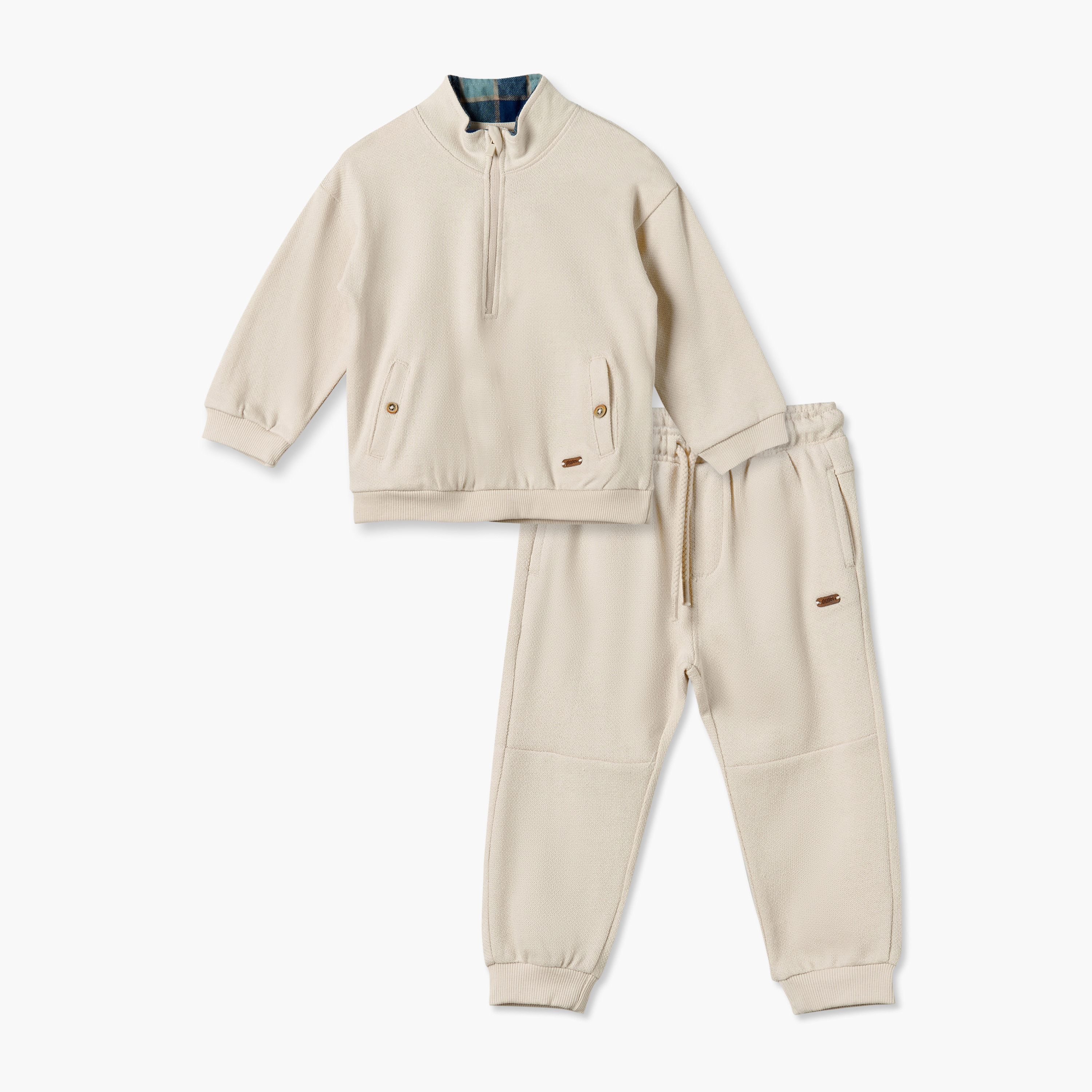 Juniors High Neck Long Sleeves Sweatshirt and Joggers Set with Pockets-baby-boys-clothing-winterwear-setsandcoords-image-1