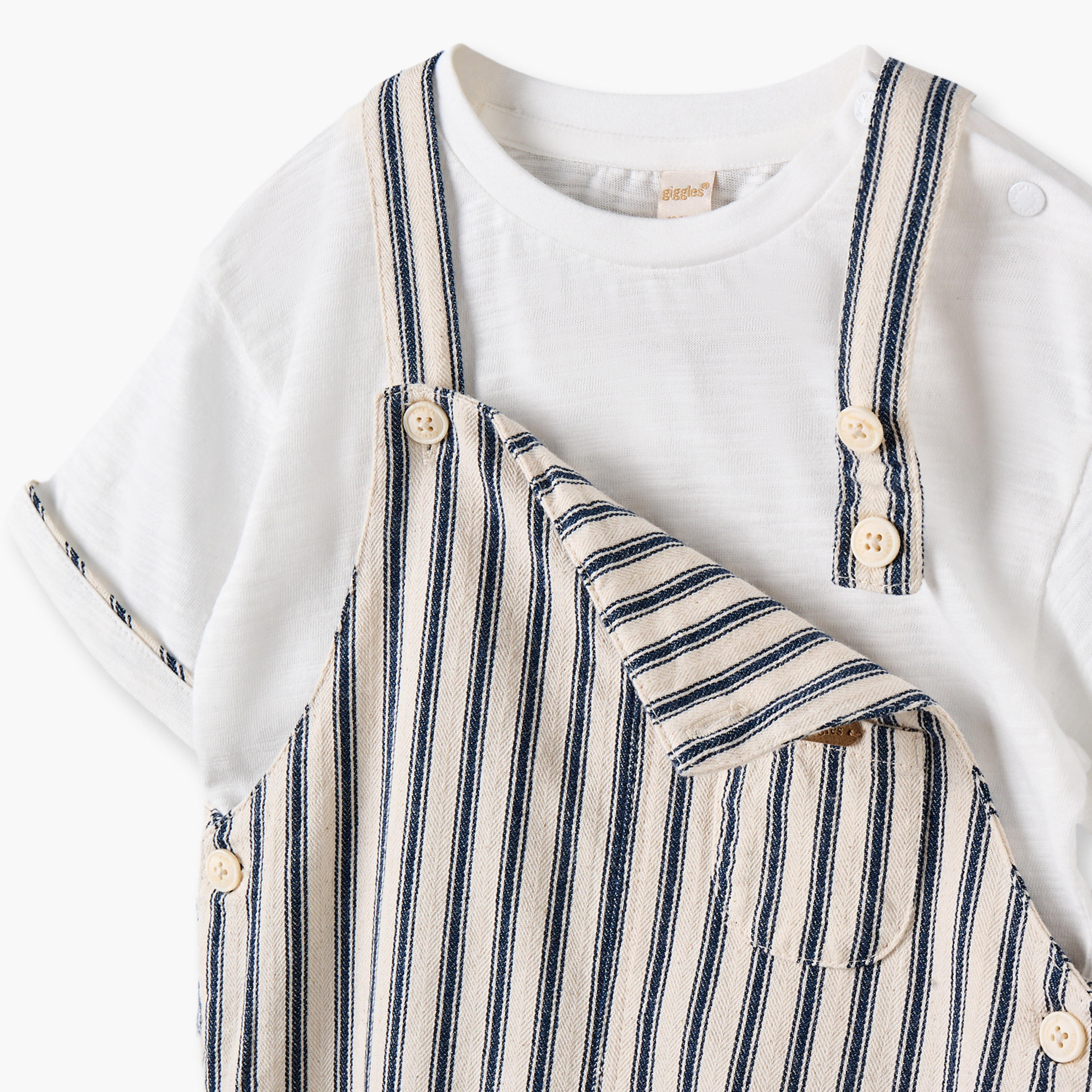 Giggles Crew Neck Short Sleeves T-shirt and Dungarees Set with Stripes-baby-boys-clothing-setsandcoords-image-6