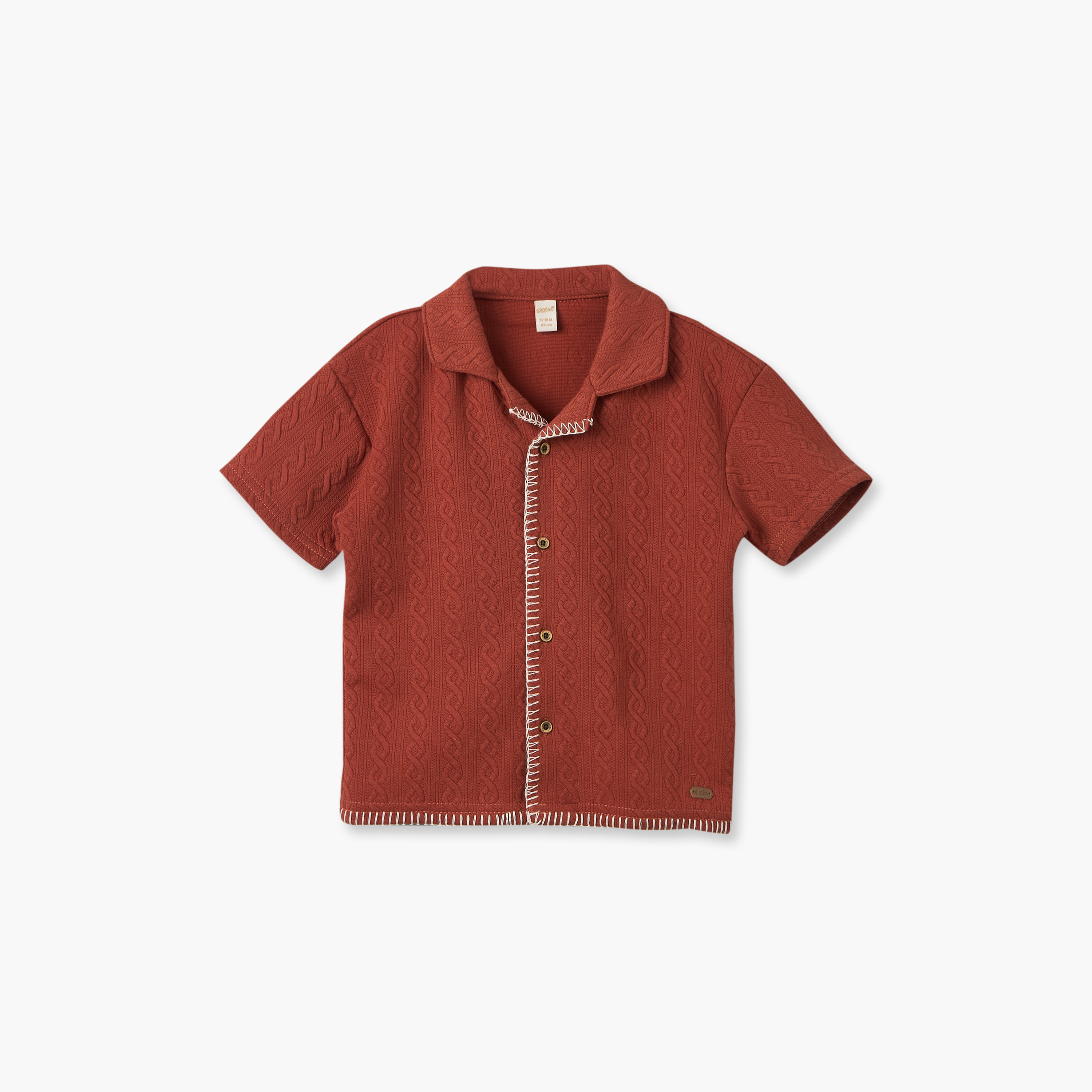 Giggles Collared Short Sleeves Shirt and Shorts Set with Cable Knit-baby-boys-clothing-setsandcoords-image-3