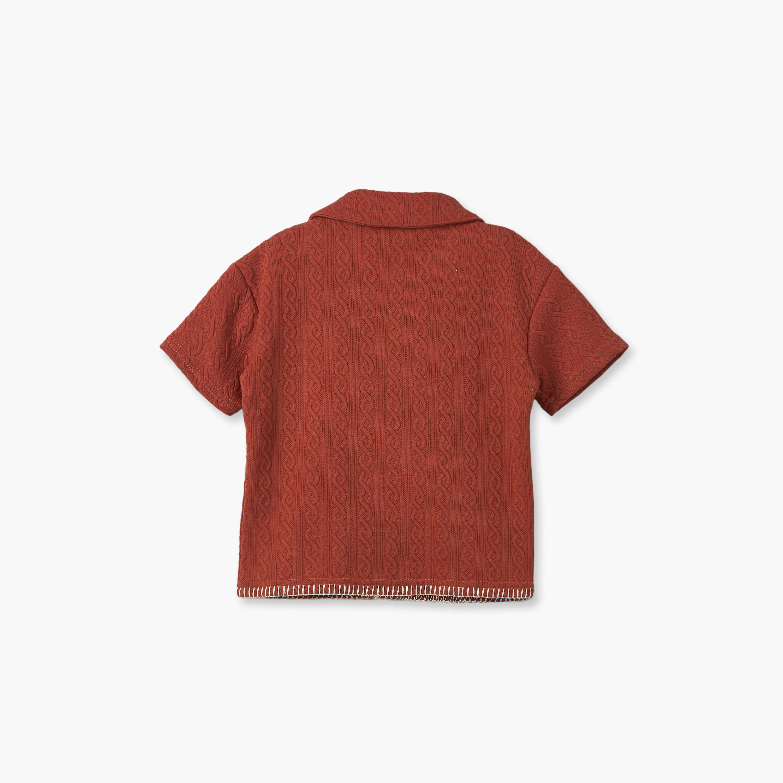 Giggles Collared Short Sleeves Shirt and Shorts Set with Cable Knit-baby-boys-clothing-setsandcoords-image-6