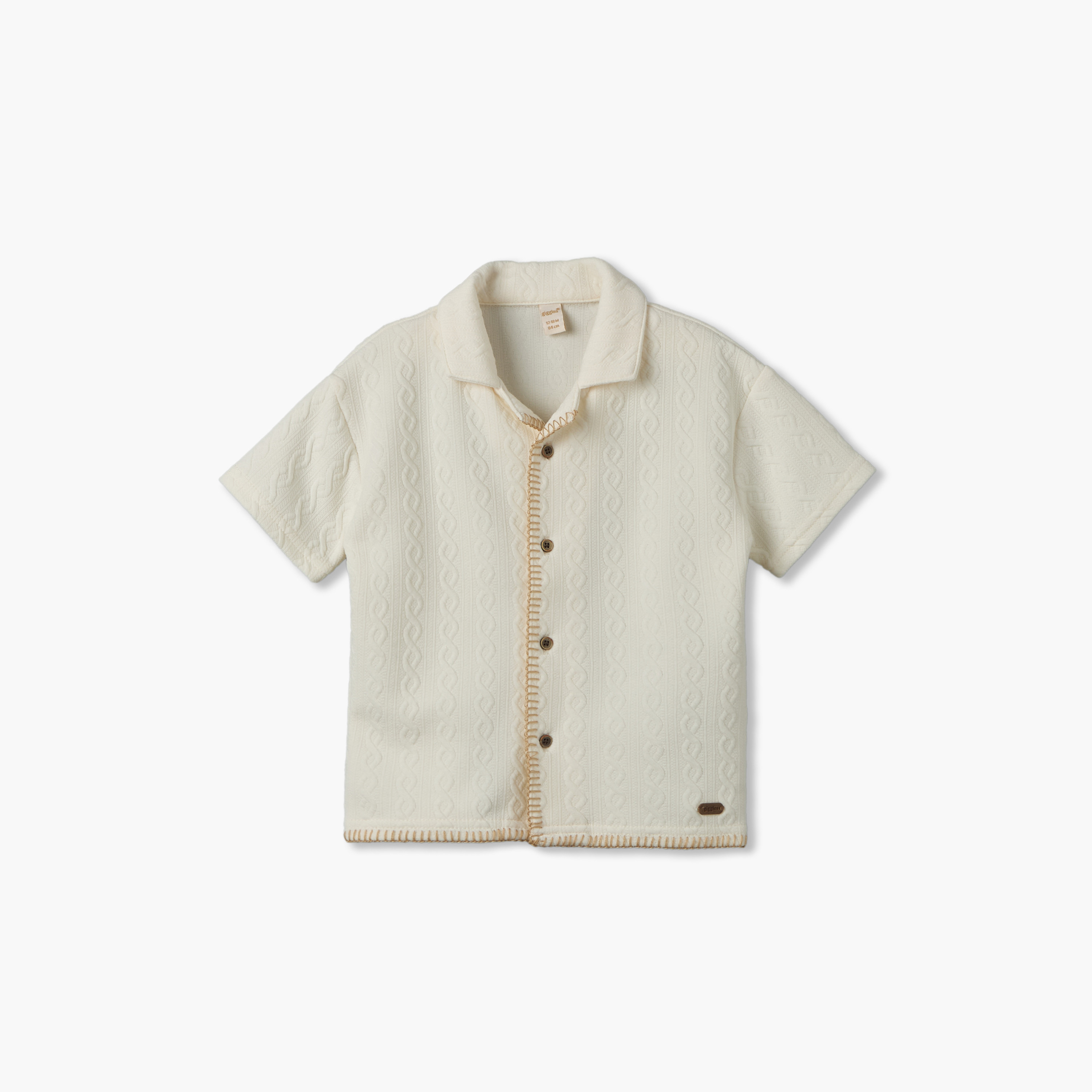 Giggles Collared Short Sleeves Shirt and Shorts Set with Texture Design-baby-boys-clothing-setsandcoords-image-3