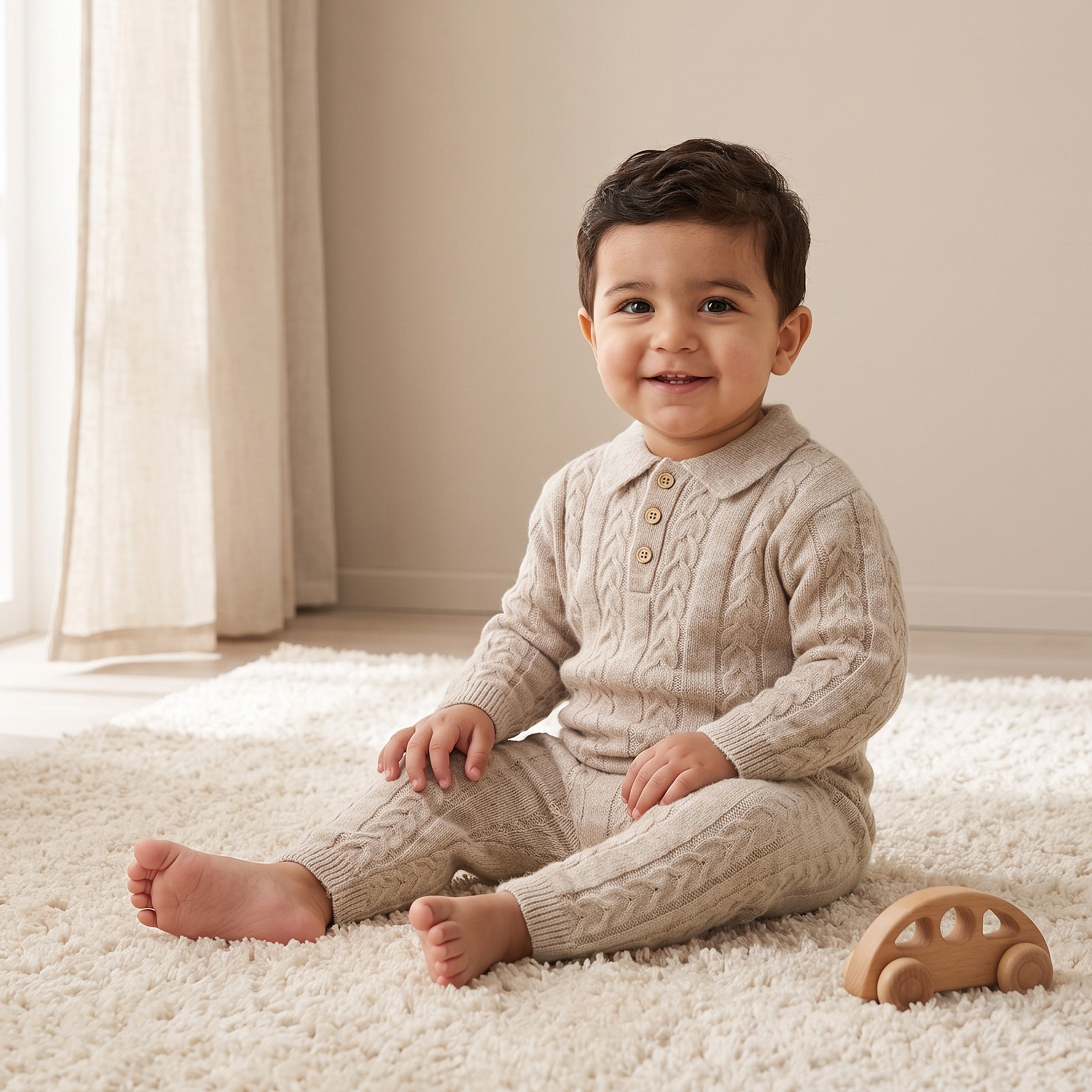 Giggles Collared Long Sleeves Sleepsuit with Button Placket-baby-boys-clothing-rompers-image-1