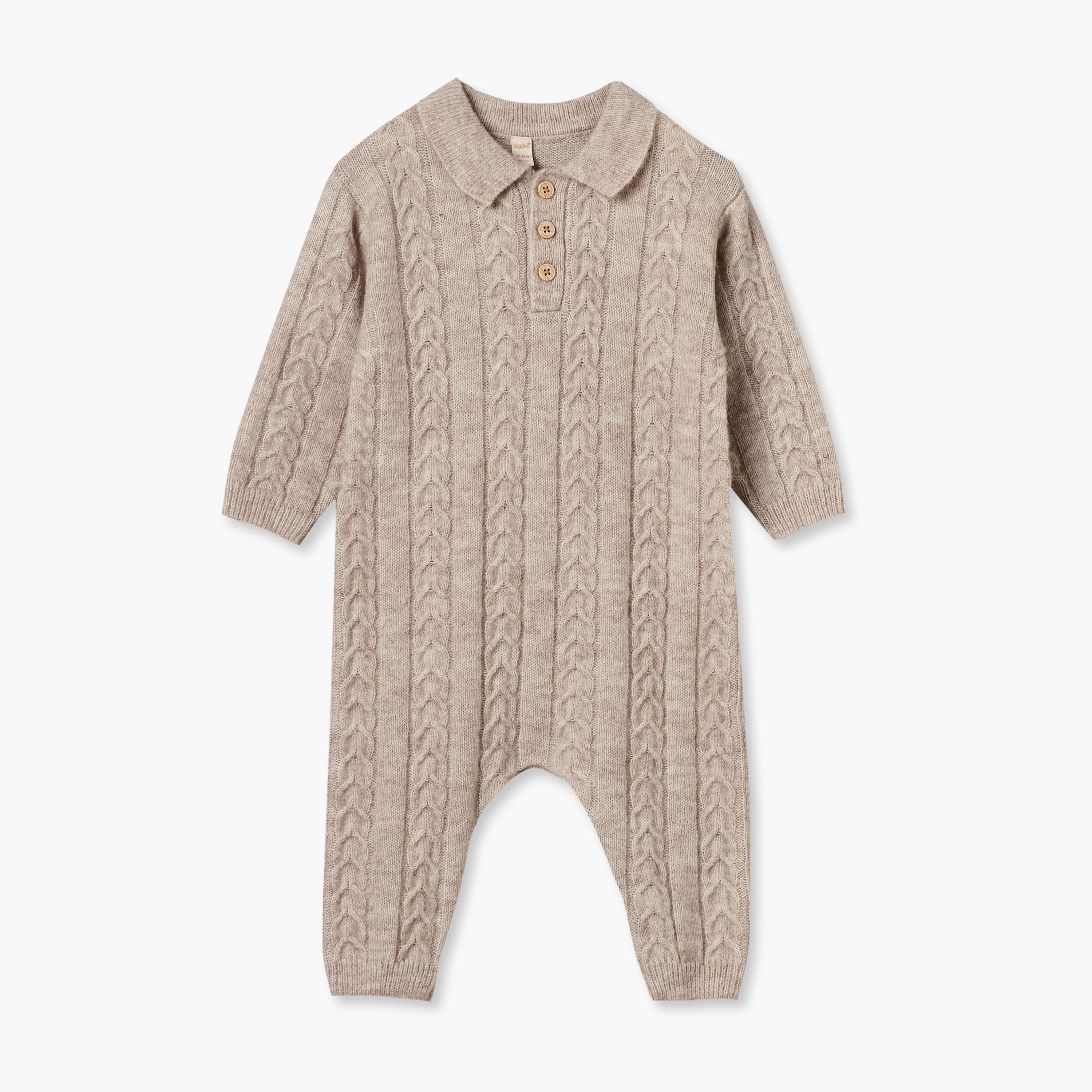 Giggles Collared Long Sleeves Sleepsuit with Button Placket-baby-boys-clothing-rompers-image-2