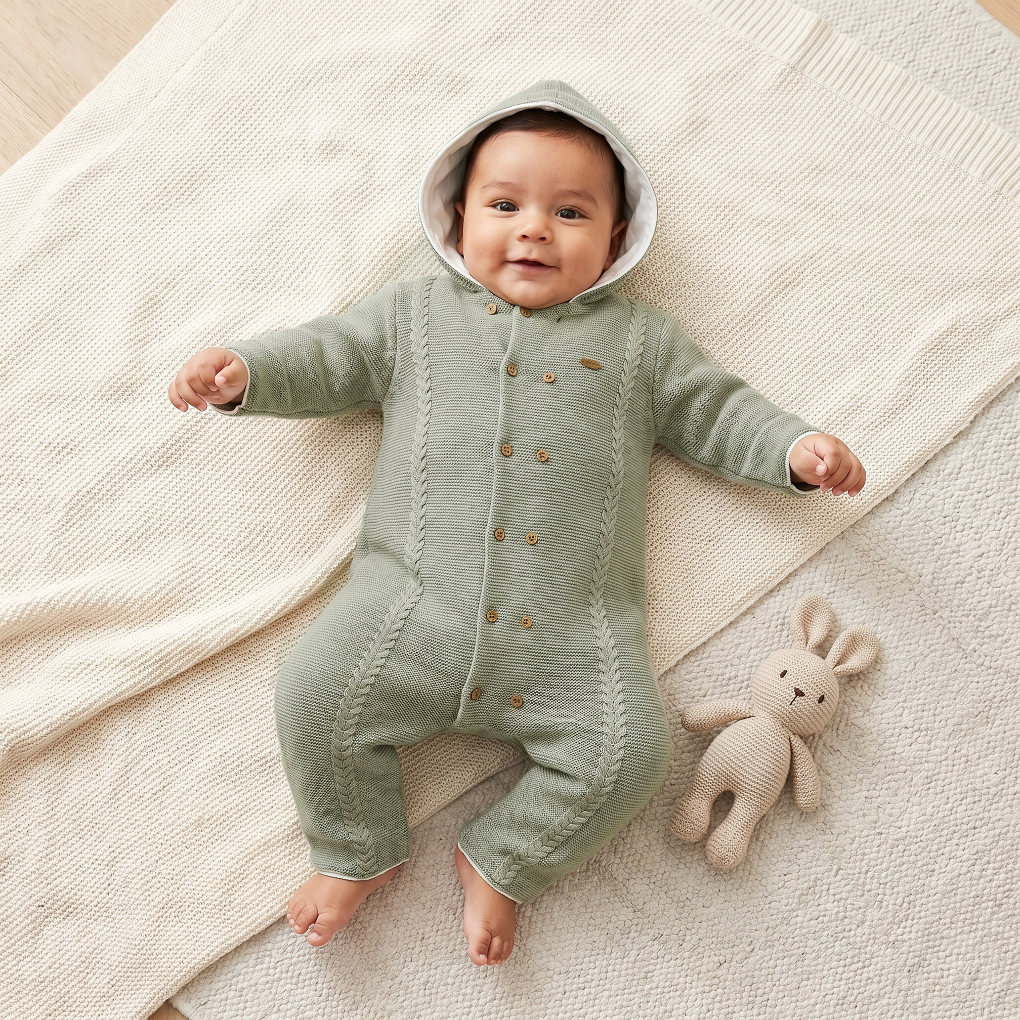 رومبير بغطاء رأس وبأكمام طويلة وأزرار كبس من جيجلز-baby-boys-clothing-rompers-image-1