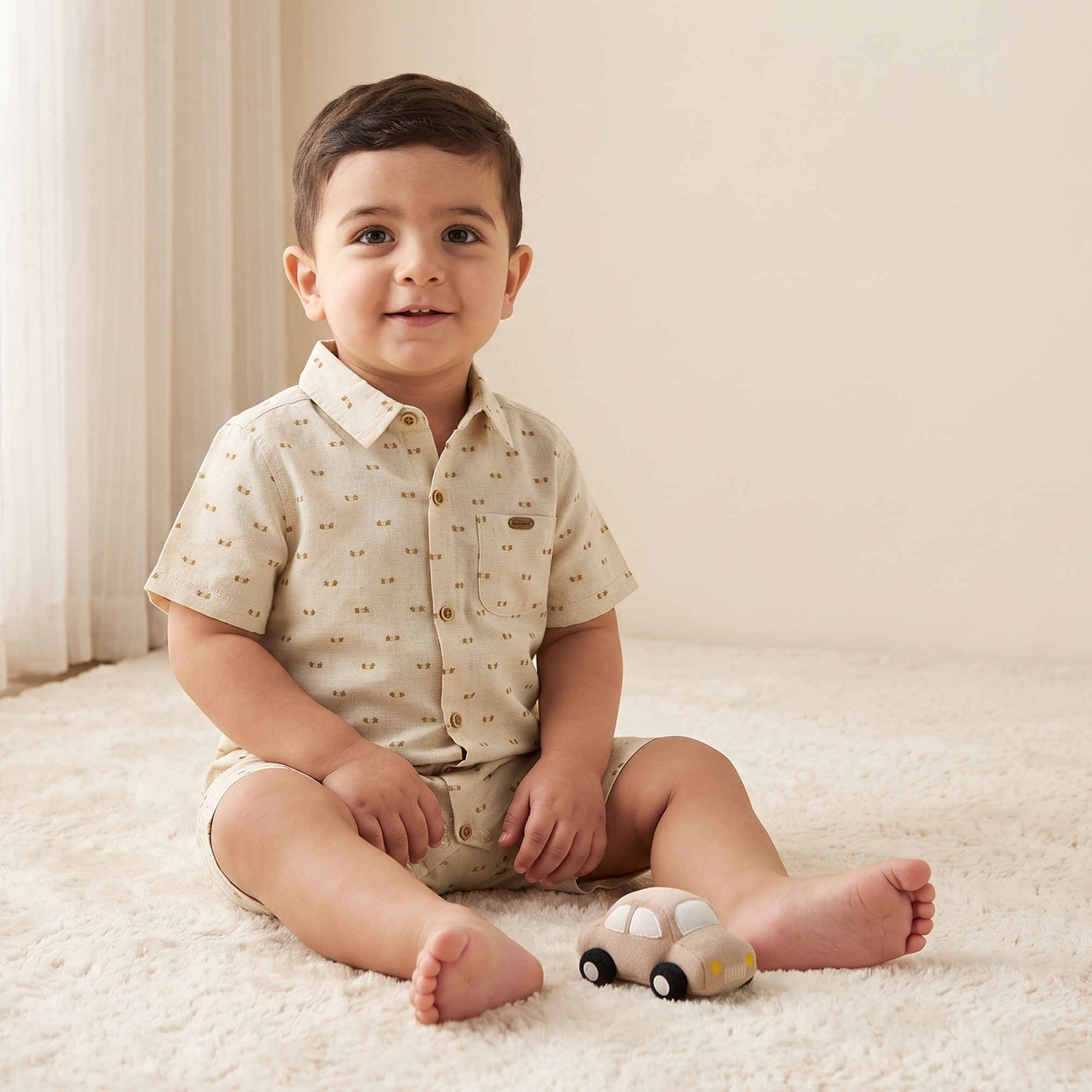 Giggles Collared Short Sleeves Romper with Pocket-baby-boys-clothing-rompers-image-1