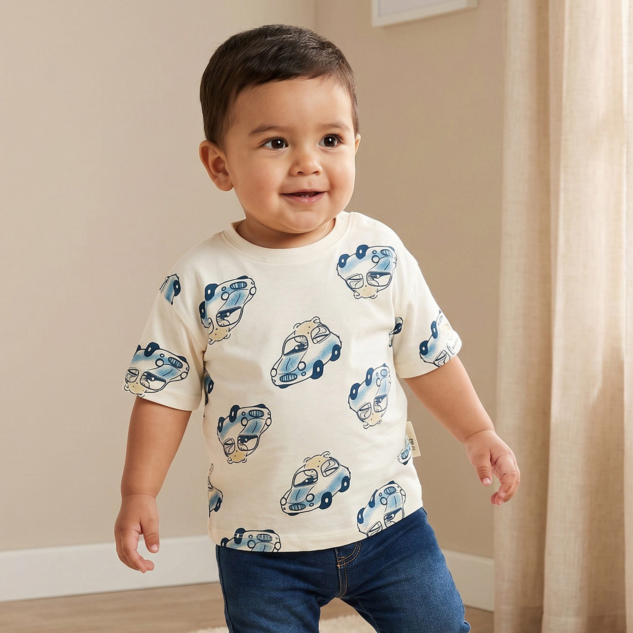 Lee Cooper Crew Neck Short Sleeves T-shirt with Car Print-baby-boys-clothing-tshirtsandpolos-image-1