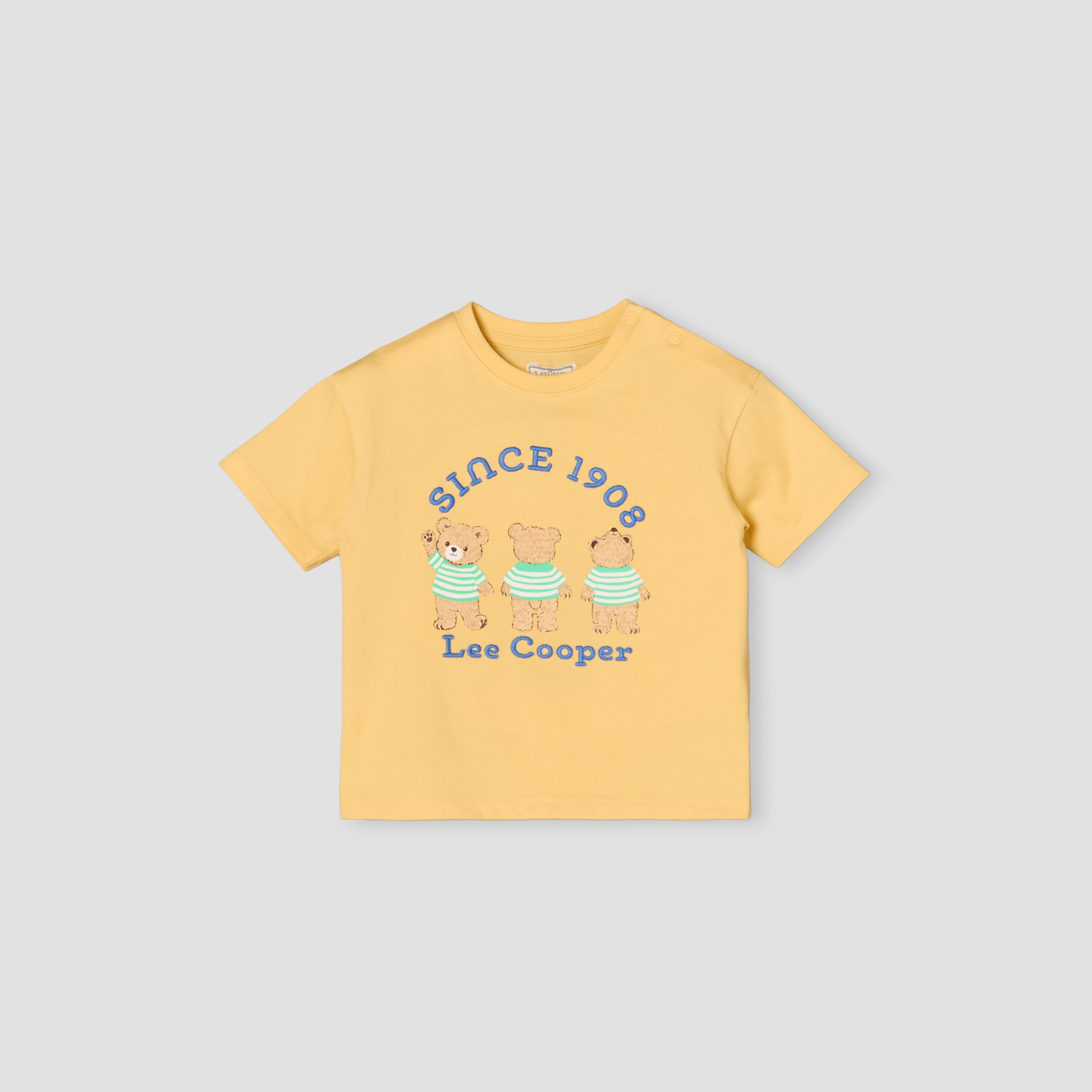 طقم تيشيرت بياقة دائرية وأكمام قصيرة مع شورت بطبعة دب تيدي من لي كوبر-baby-boys-clothing-setsandcoords-image-2
