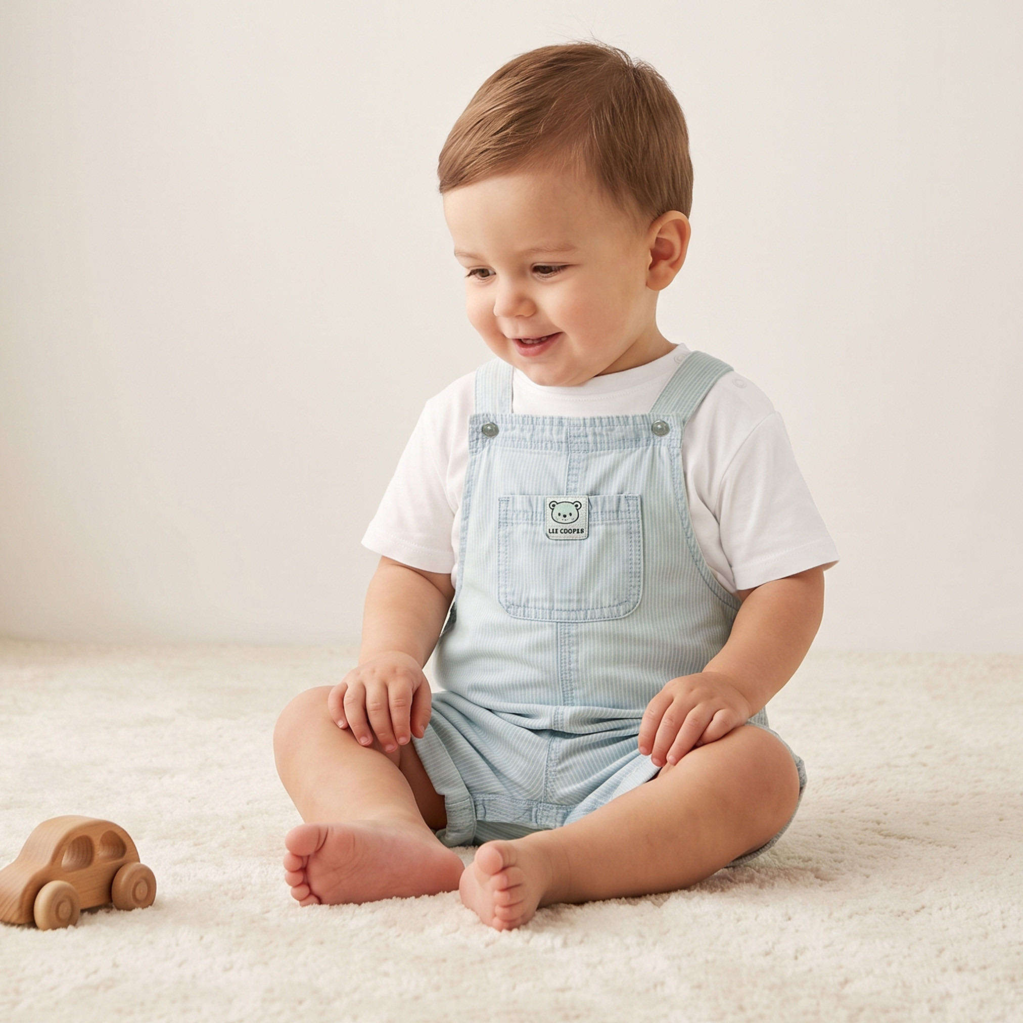 Lee Cooper Crew Neck Short Sleeves T-shirt and Dungaree Set with Stripes-baby-boys-clothing-setsandcoords-image-1
