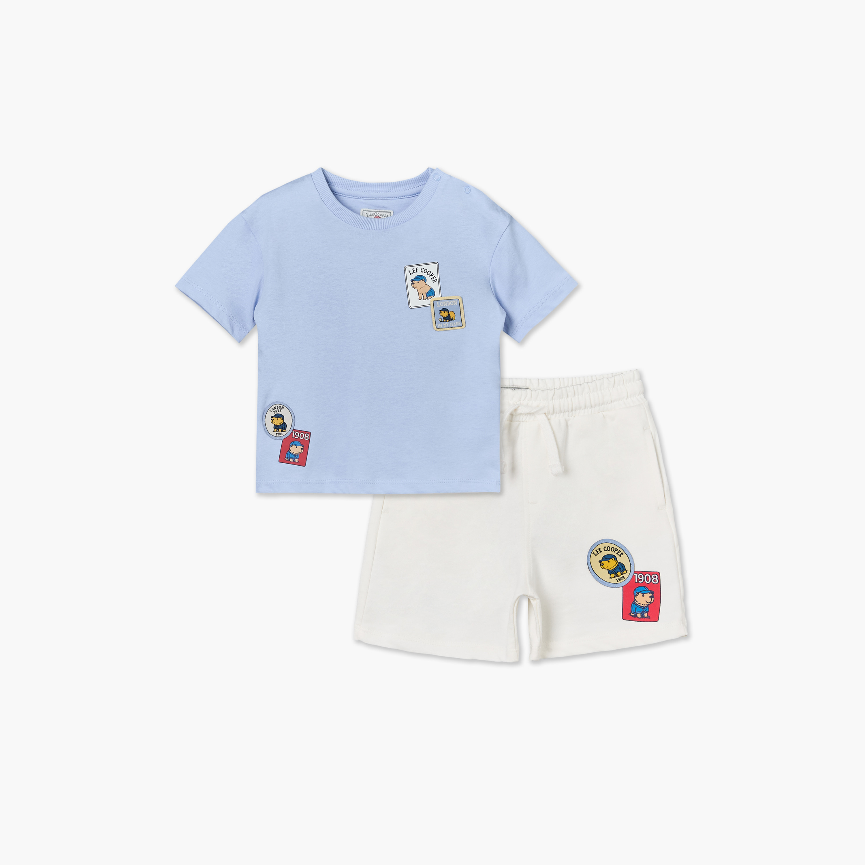 طقم شورت وتيشيرت مزين بياقة مستديرة وأكمام قصيرة من لي كوبر-baby-boys-clothing-setsandcoords-image-1