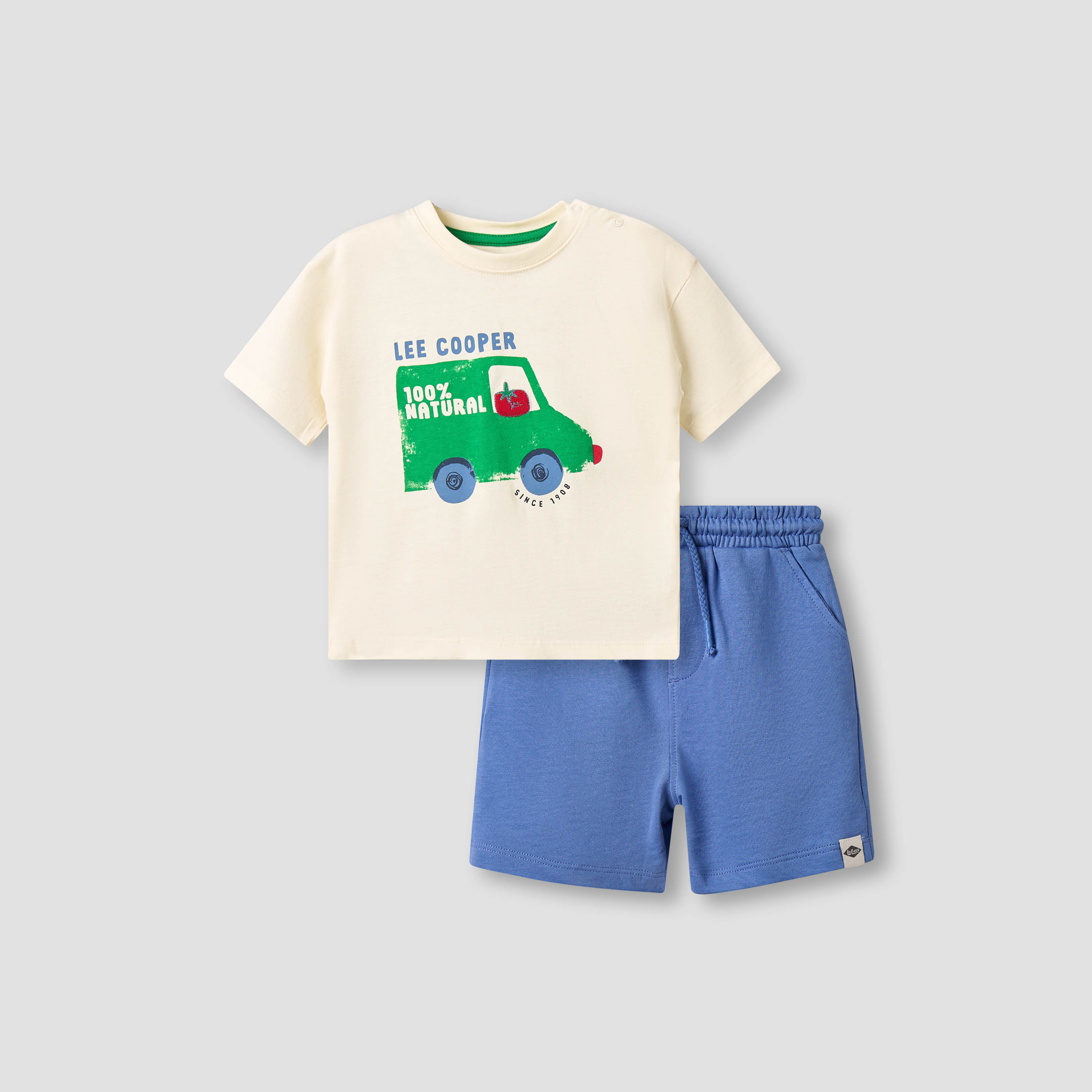 Lee Cooper Crew Neck Short Sleeves T-shirt and Shorts Set with Graphic Print-baby-boys-clothing-setsandcoords-image-1