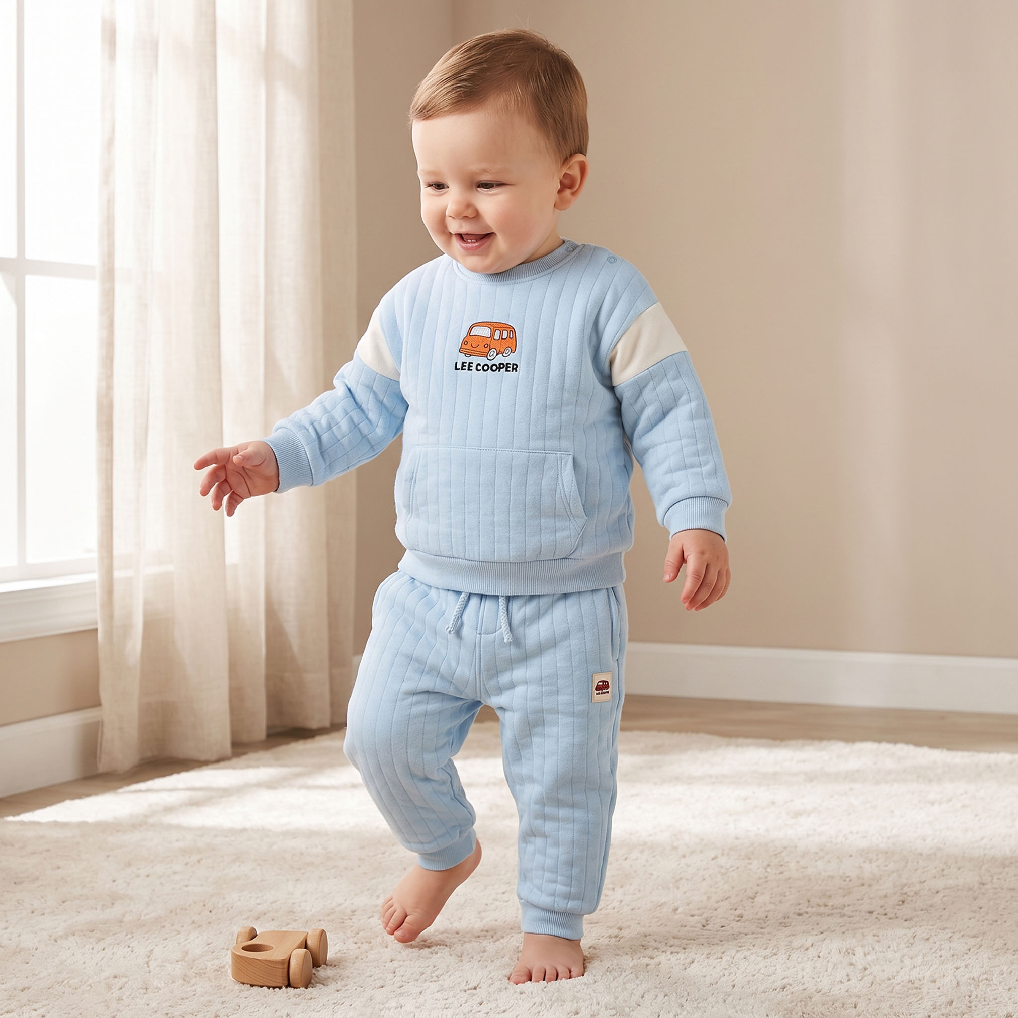 Lee Cooper Crew Neck Long Sleeves Sweatshirt and Joggers Set with Vehicle Embroidery-baby-boys-clothing-setsandcoords-image-1
