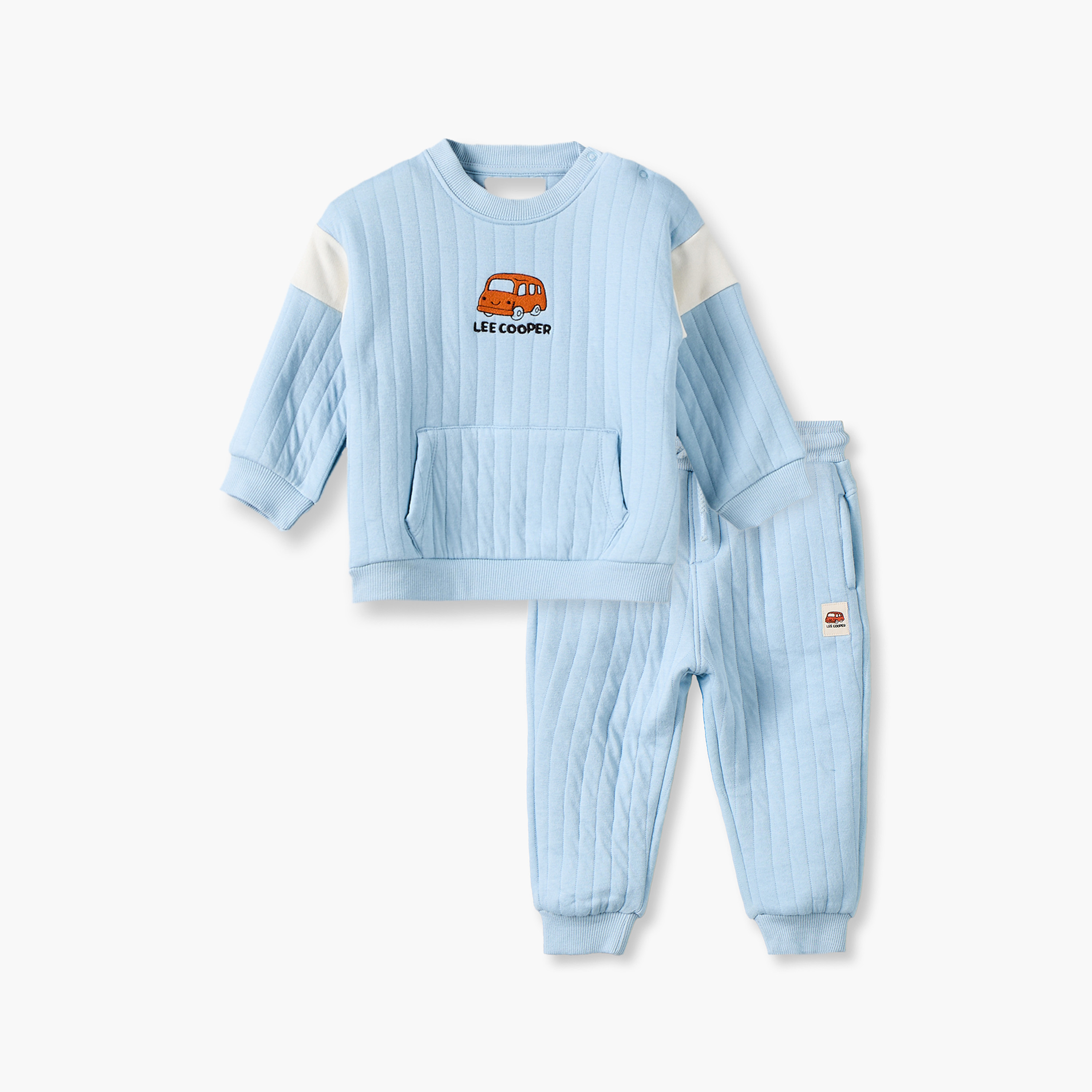 Lee Cooper Crew Neck Long Sleeves Sweatshirt and Joggers Set with Vehicle Embroidery-baby-boys-clothing-setsandcoords-image-2
