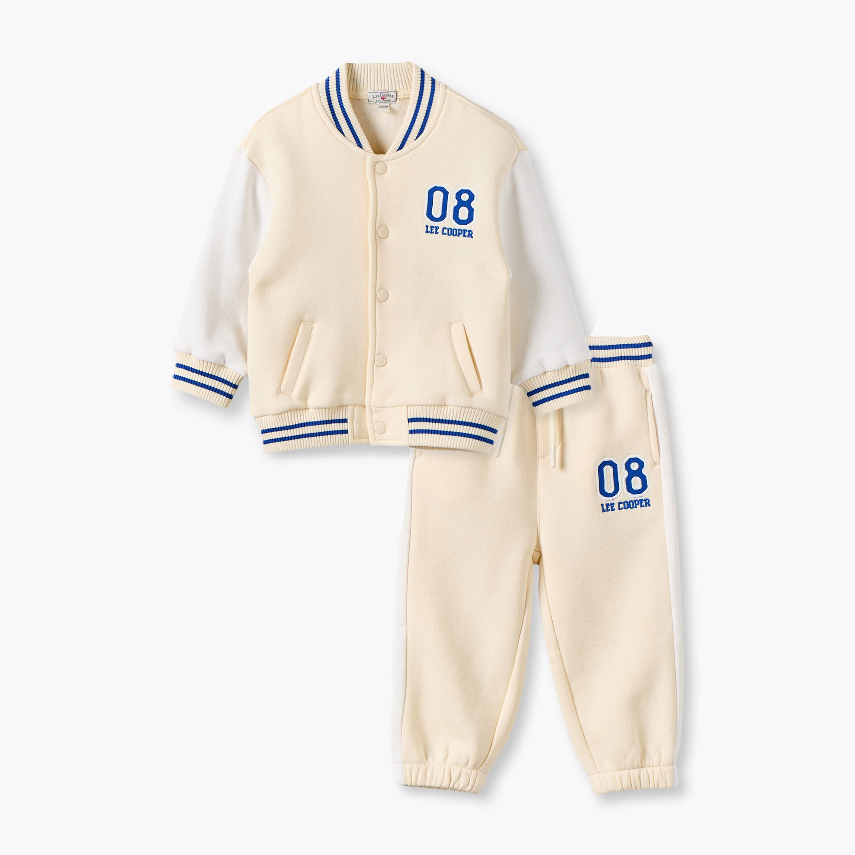 Lee Cooper Mandarin Collar Long Sleeves Jacket and Joggers Set with Varsity Embroidery-baby-boys-clothing-setsandcoords-image-2