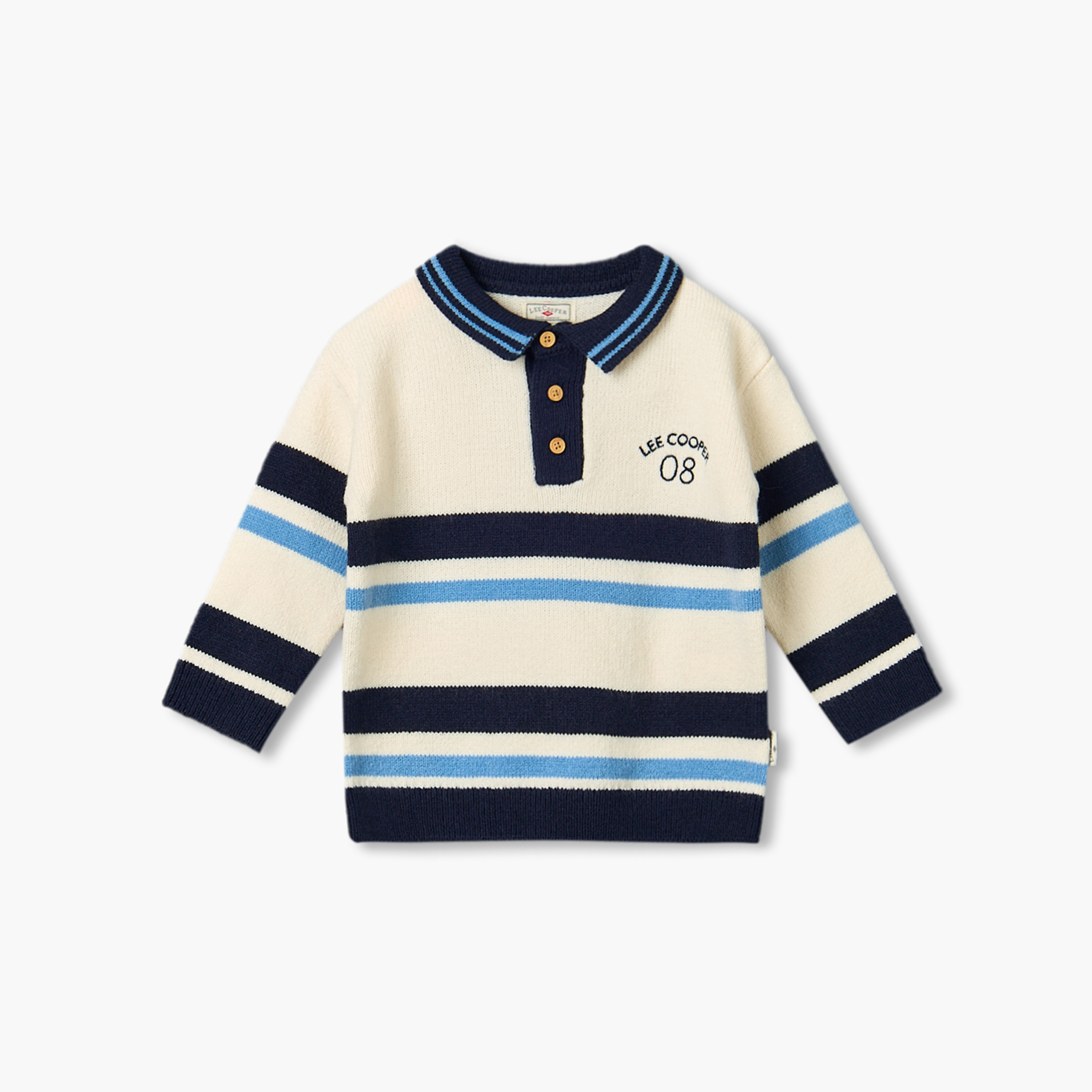 Lee Cooper Collared Long Sleeves Sweater and Joggers Set with Stripes-baby-boys-clothing-setsandcoords-image-3