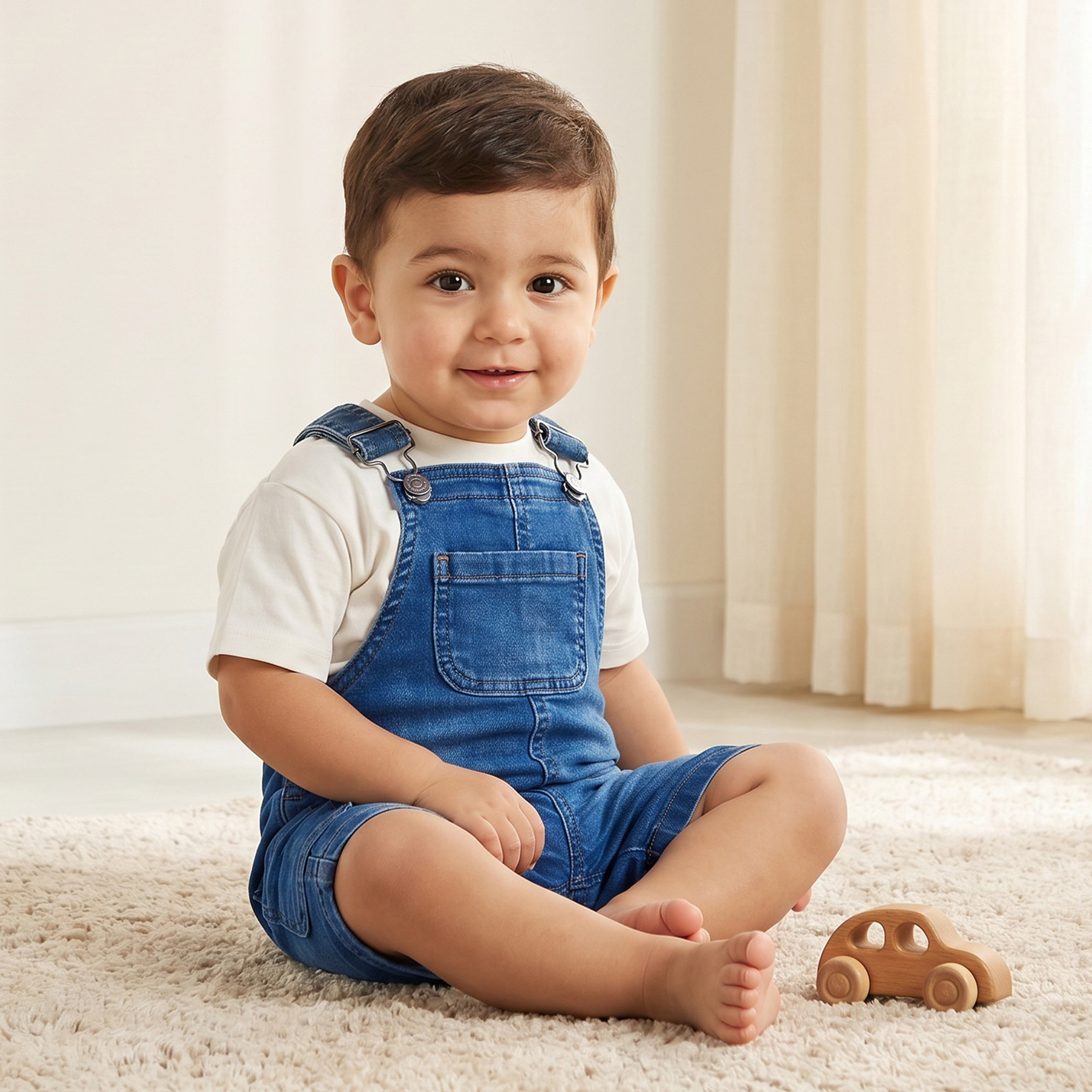 Lee Cooper Square Neck Sleeveless Denim Dungaree with Adjustable Straps-baby-boys-clothing-rompers-image-1