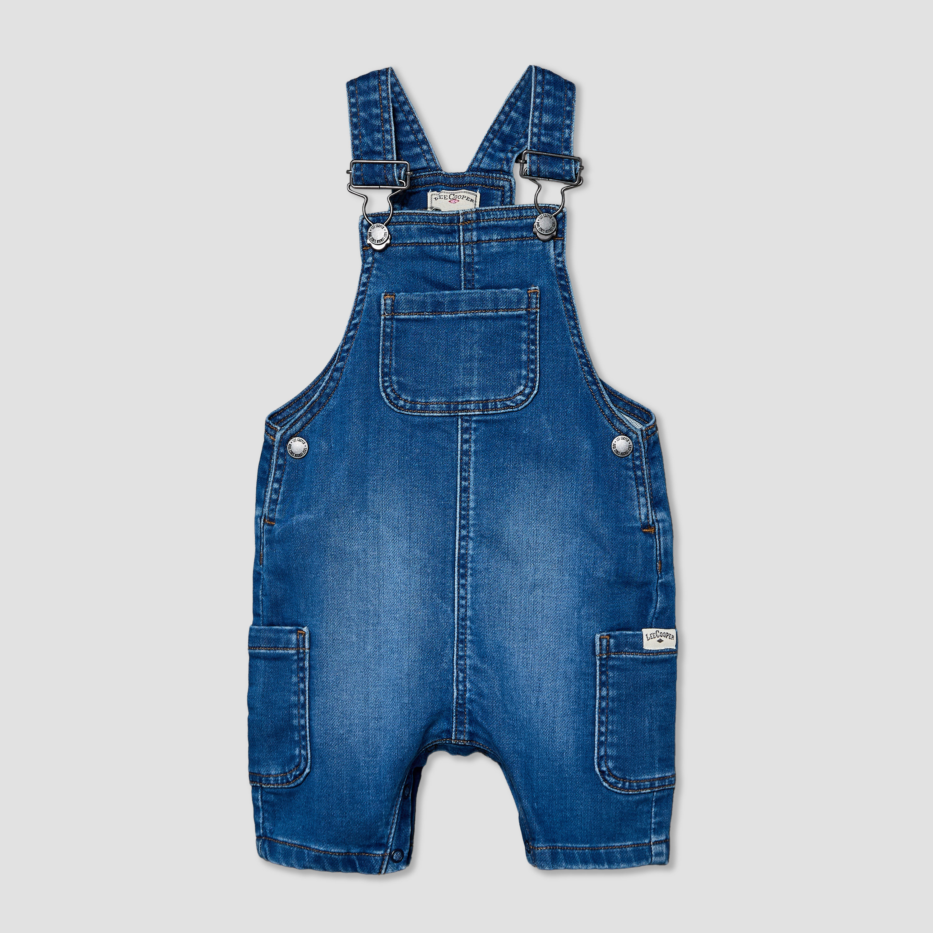 Lee Cooper Square Neck Sleeveless Denim Dungaree with Adjustable Straps-baby-boys-clothing-rompers-image-2