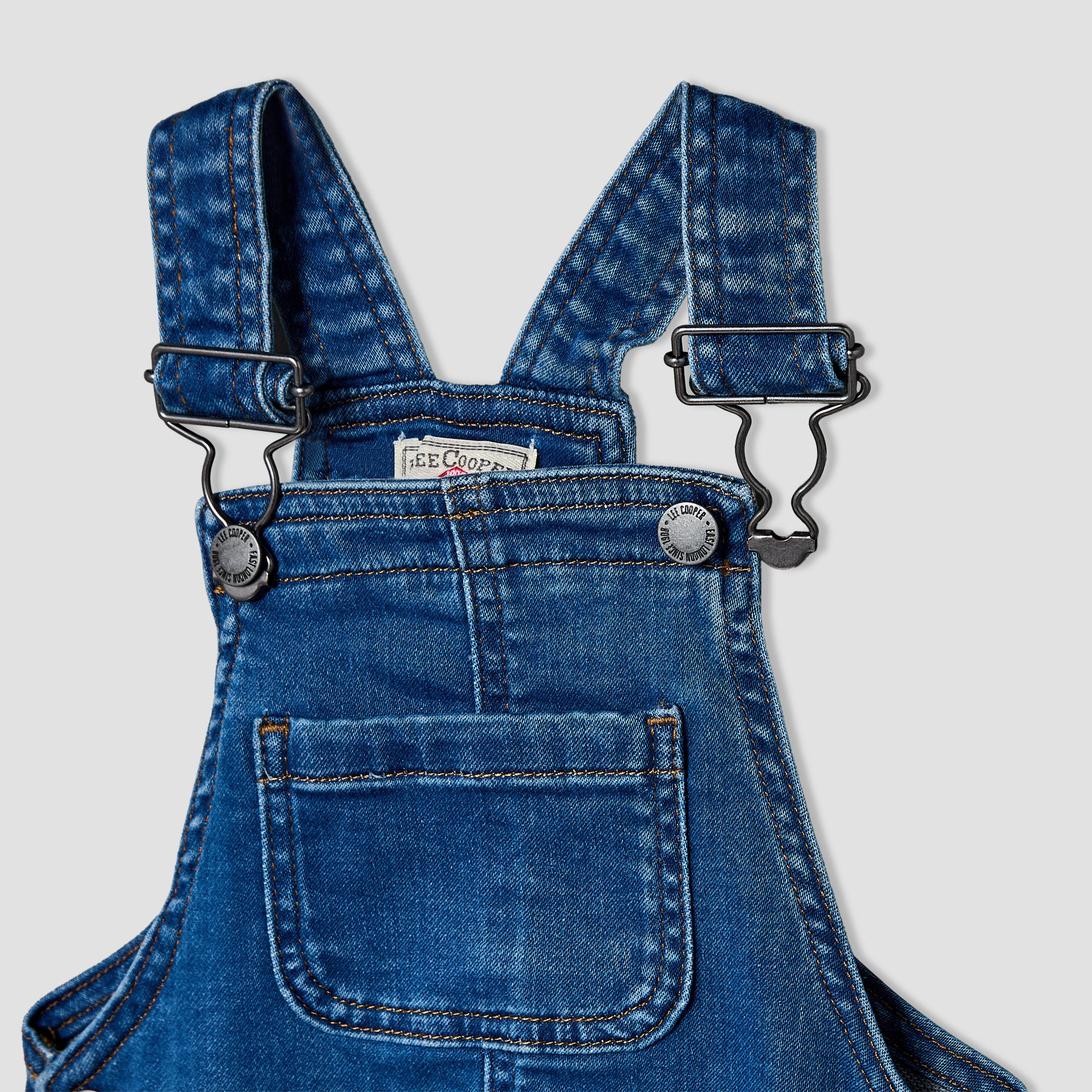 Lee Cooper Square Neck Sleeveless Denim Dungaree with Adjustable Straps-baby-boys-clothing-rompers-image-4