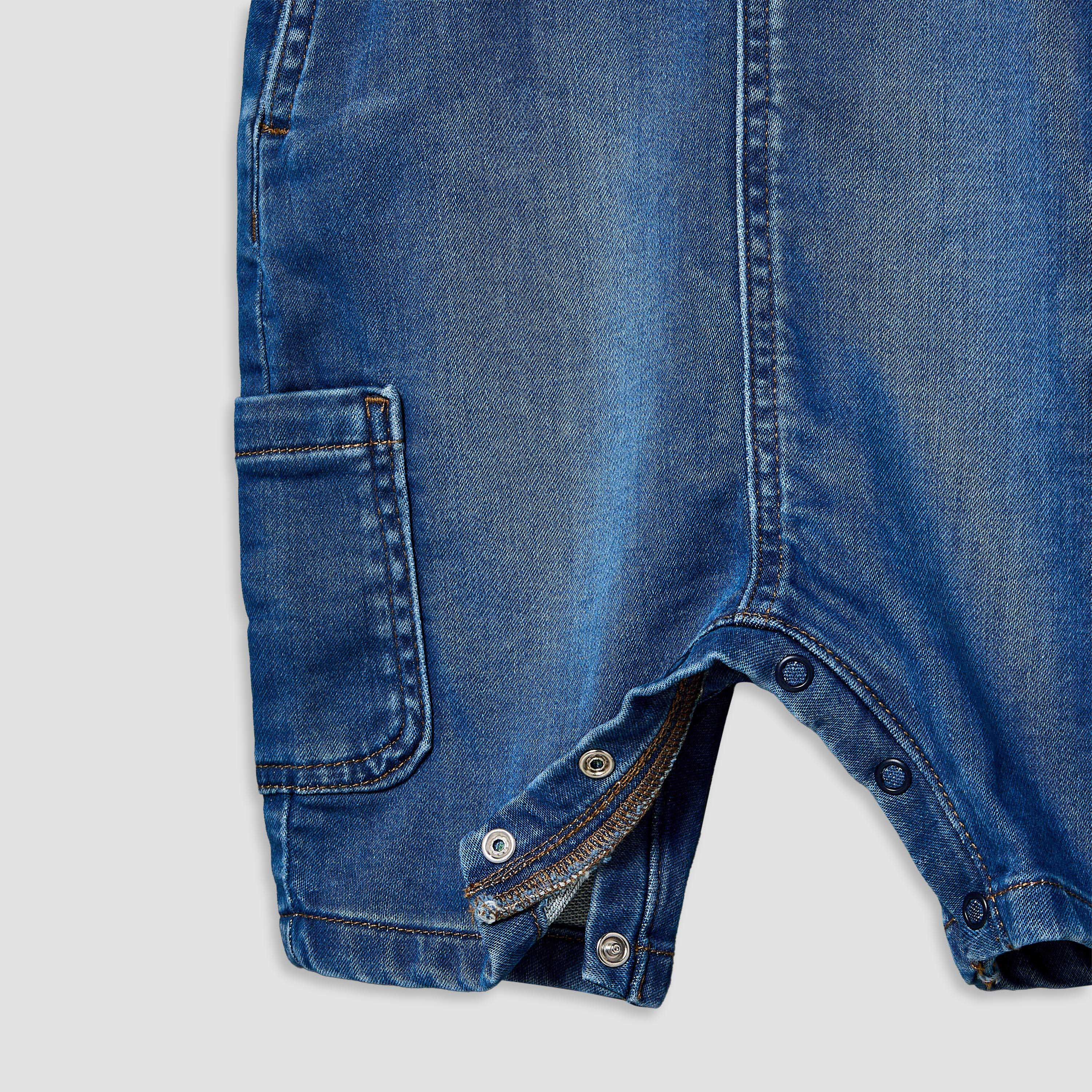 Lee Cooper Square Neck Sleeveless Denim Dungaree with Adjustable Straps-baby-boys-clothing-rompers-image-5