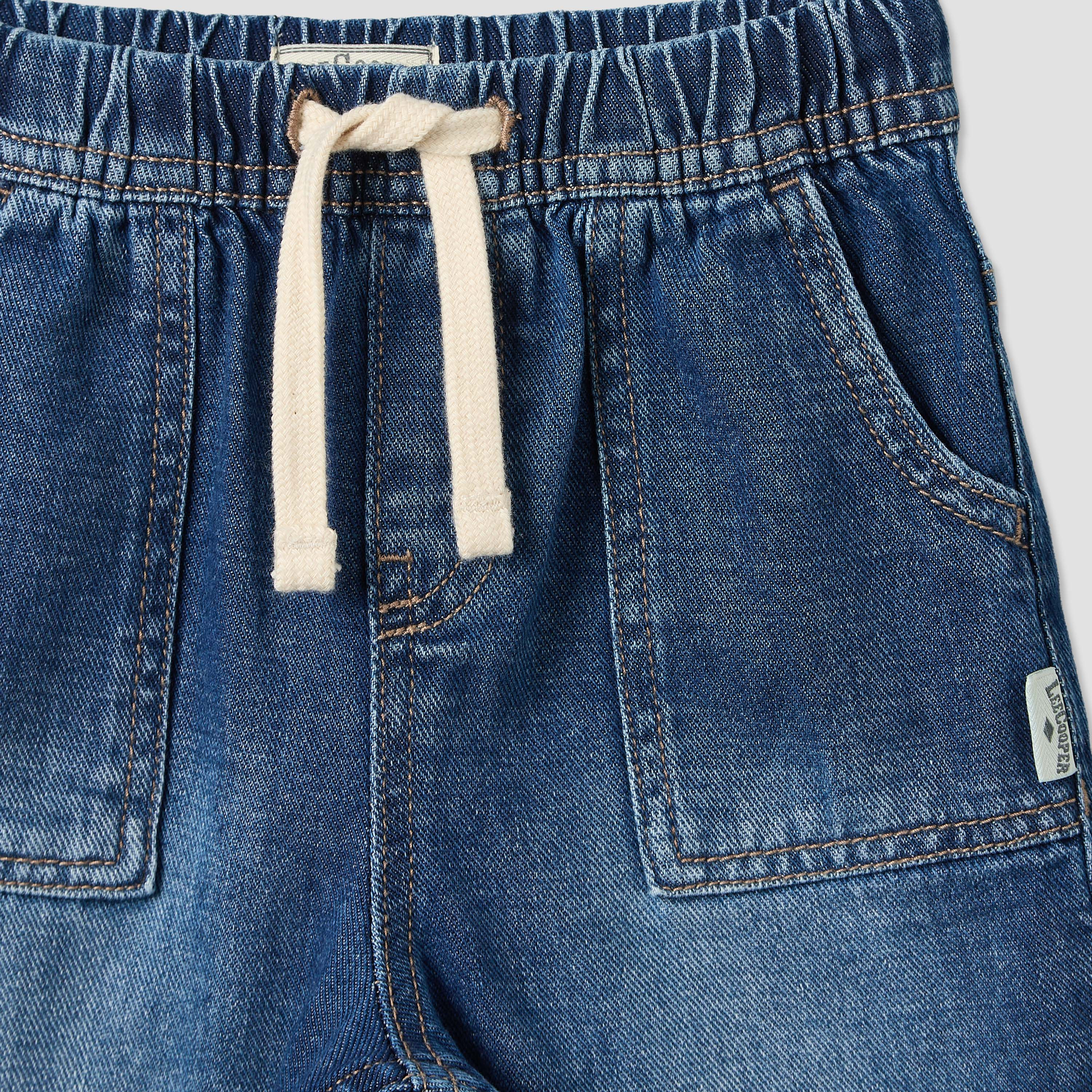 Lee Cooper Mid-Rise Jeans with Elasticated Drawstring-baby-boys-clothing-bottoms-jeans-image-4
