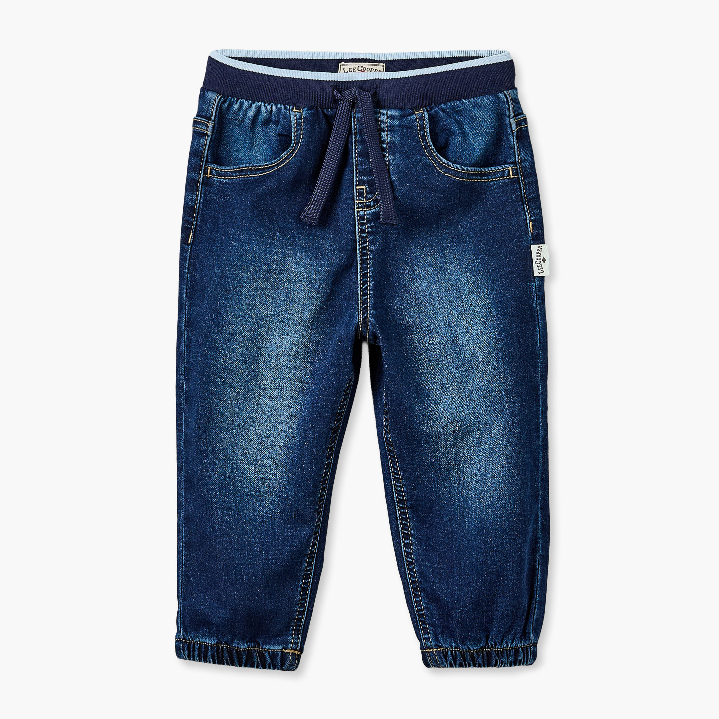Lee Cooper Elasticated Waistband Jeans with Pockets-baby-boys-clothing-bottoms-jeans-image-1