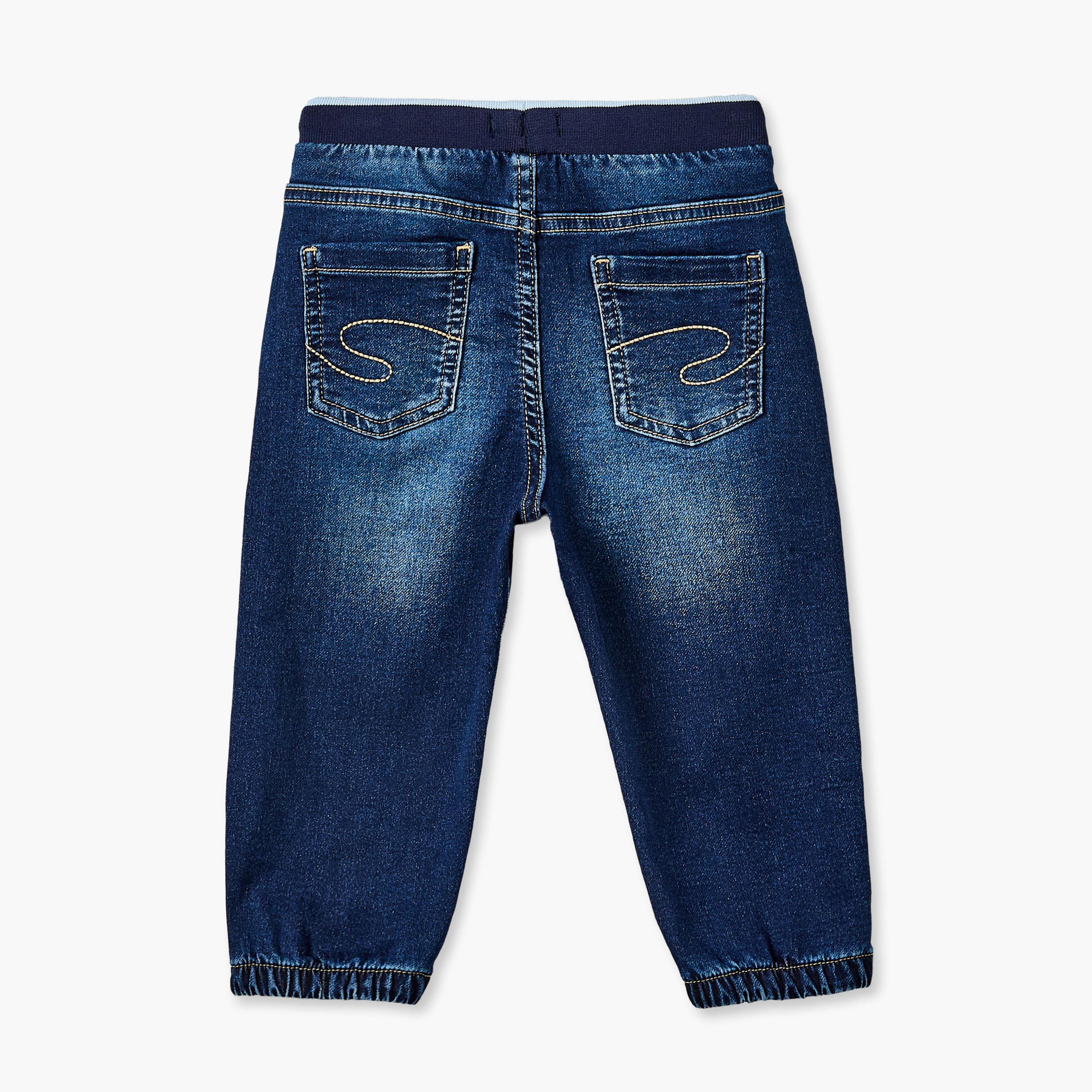 Lee Cooper Elasticated Waistband Jeans with Pockets-baby-boys-clothing-bottoms-jeans-image-2