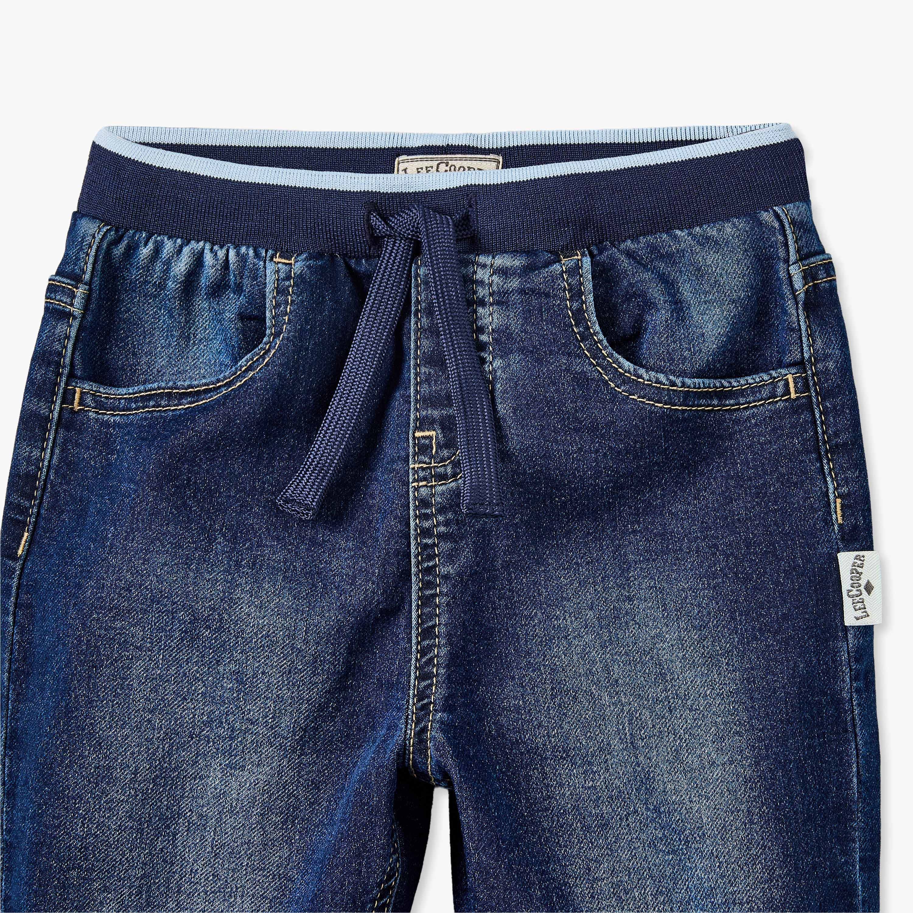Lee Cooper Elasticated Waistband Jeans with Pockets-baby-boys-clothing-bottoms-jeans-image-3