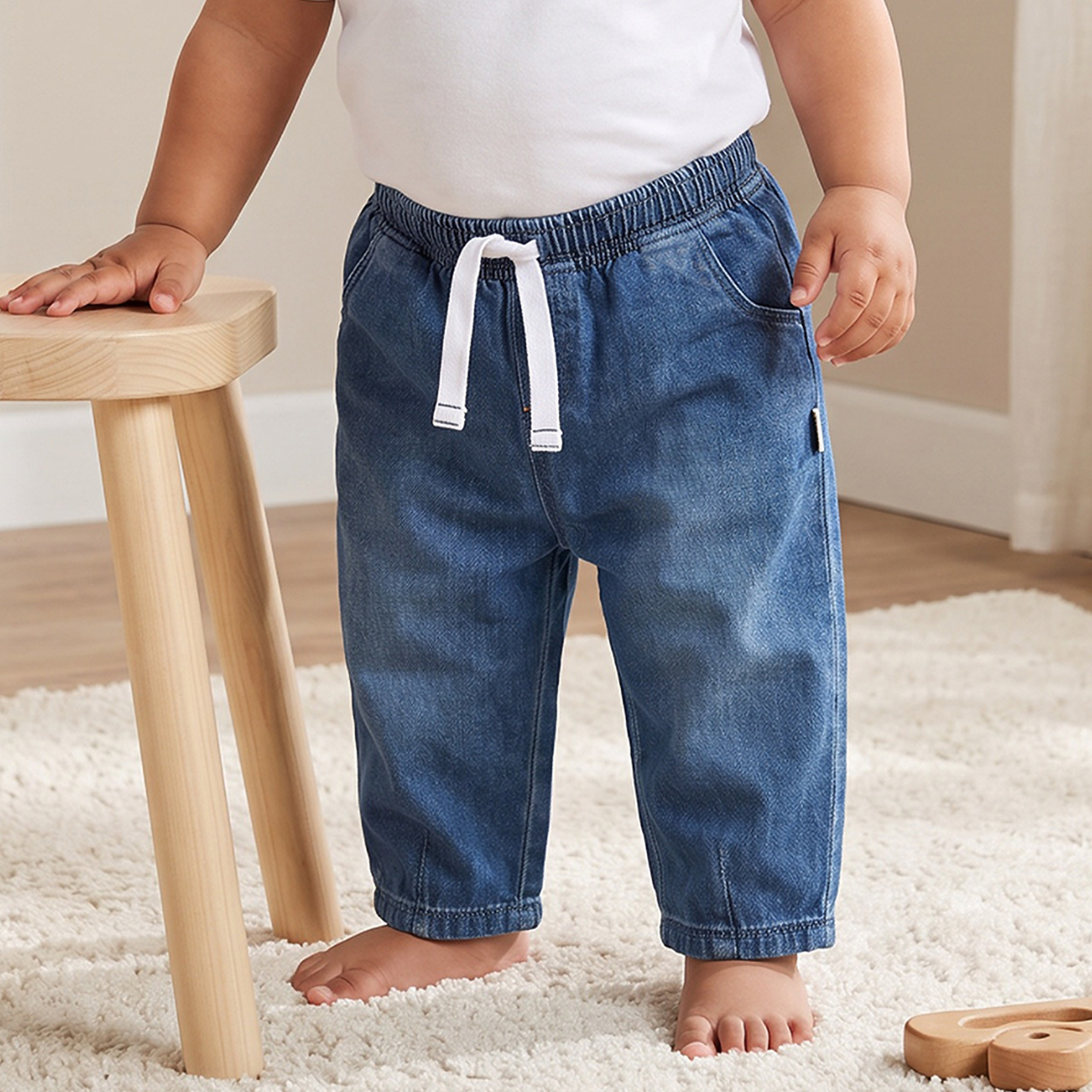 Lee Cooper Jeans with Elasticated Drawstring Waist-baby-boys-clothing-bottoms-jeans-image-1