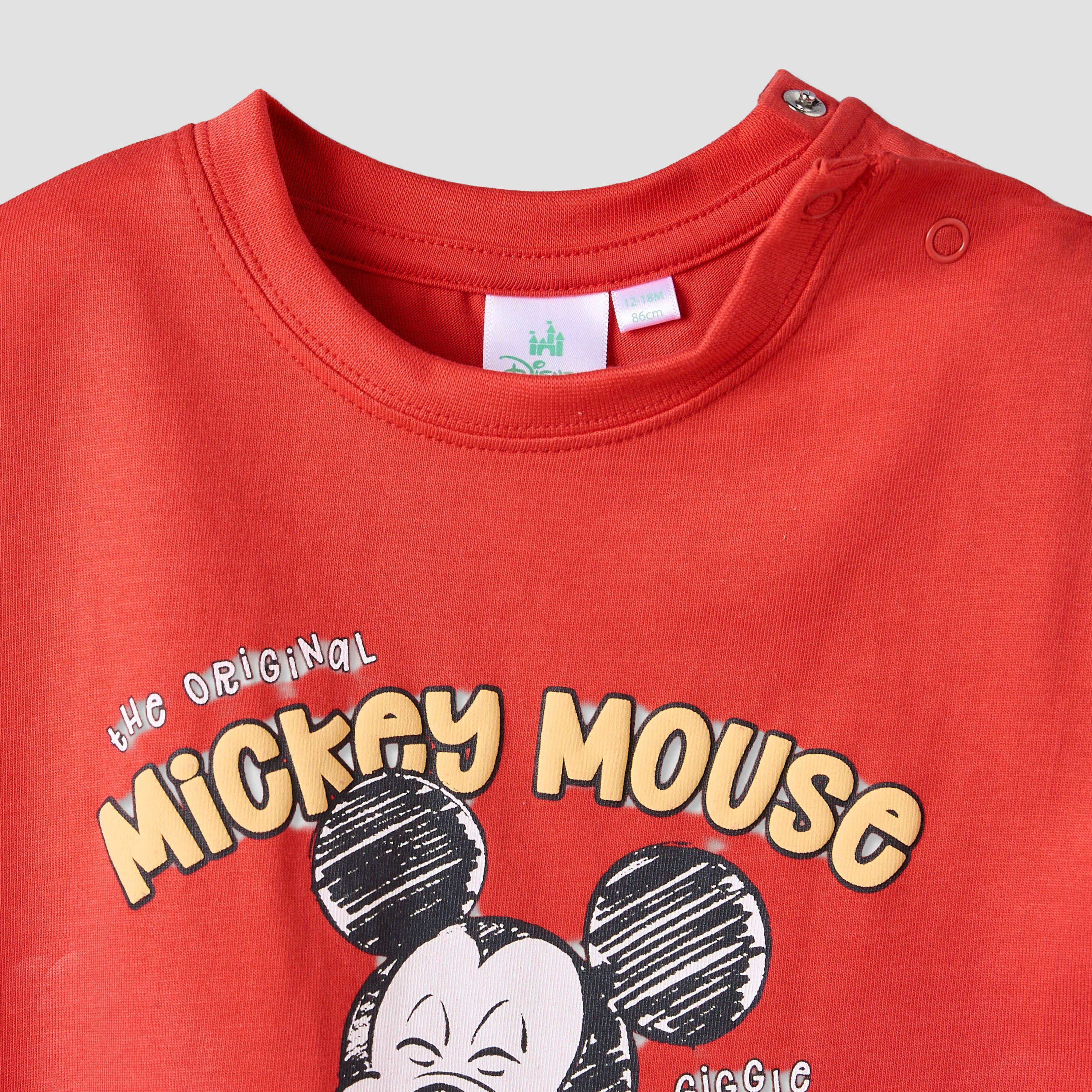 Disney Crew Neck Short Sleeves T-shirt with Mickey Mouse Print-baby-boys-clothing-tshirtsandpolos-image-3