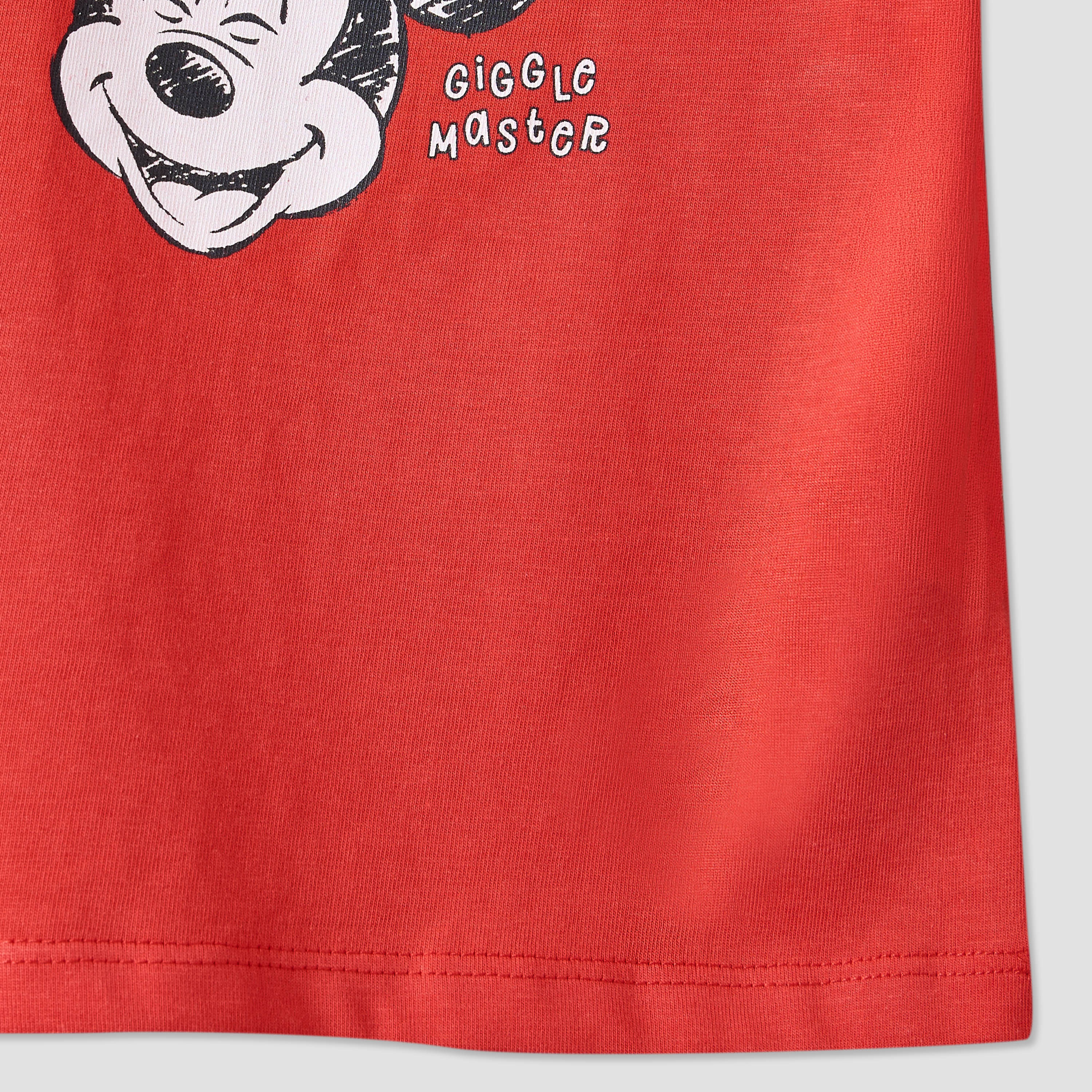 Disney Crew Neck Short Sleeves T-shirt with Mickey Mouse Print-baby-boys-clothing-tshirtsandpolos-image-4