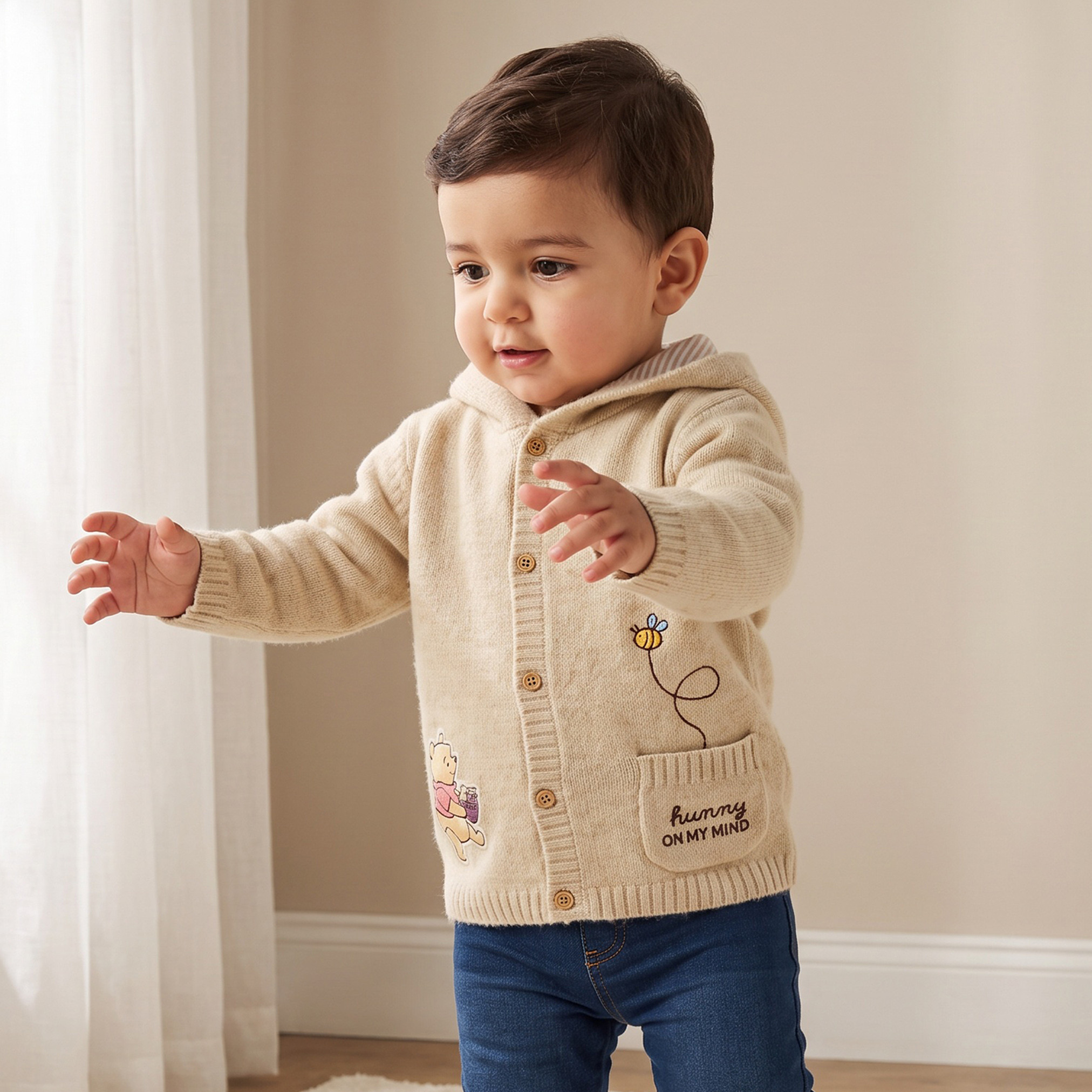 كارديجان بقبعة وتطريز ويني ذا بوه من ديزني-baby-boys-clothing-winterwear-jumpersandcardigans-image-1