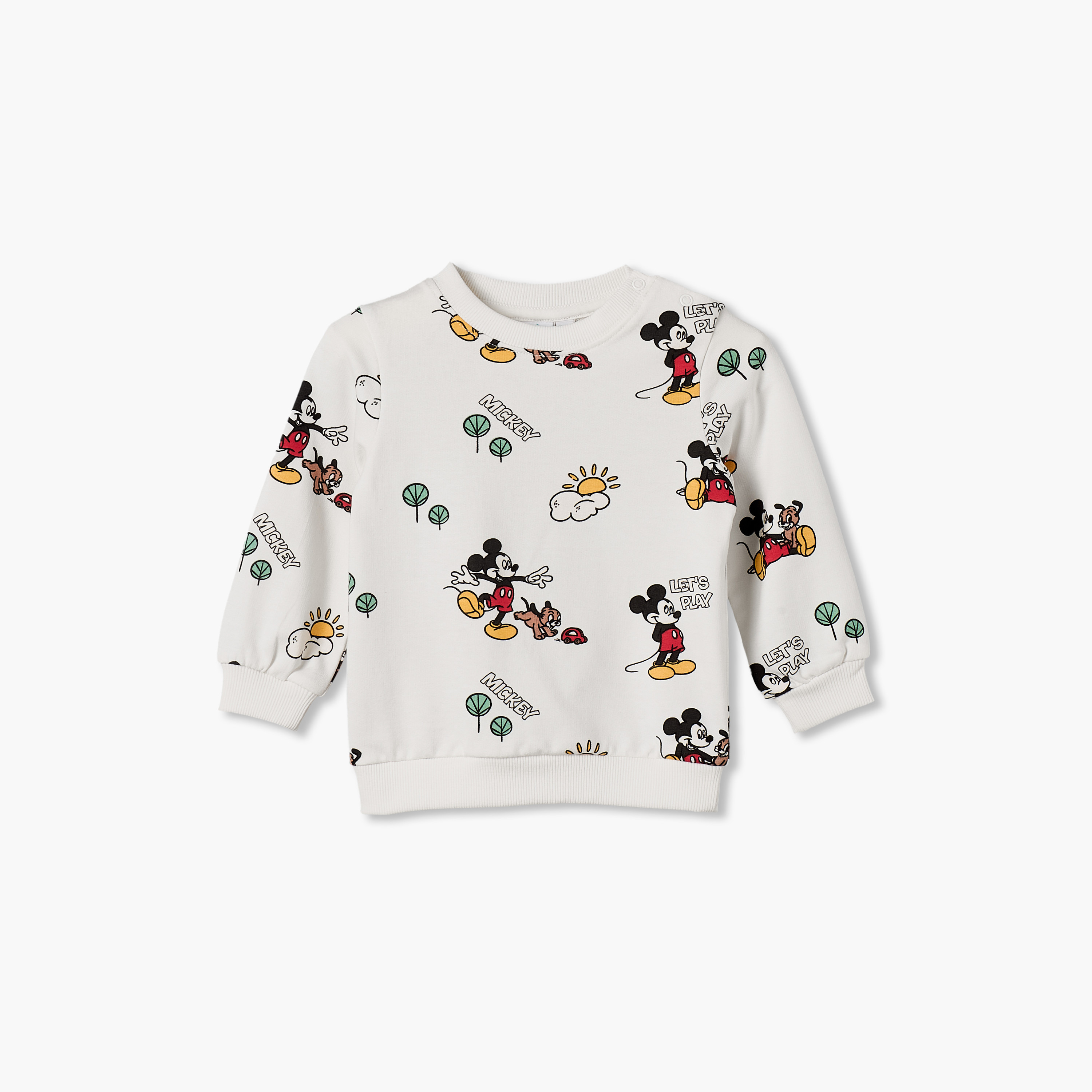 Juniors Round Neck Sweatshirt with Mickey Mouse Print-baby-boys-clothing-winterwear-sweatshirts-image-2