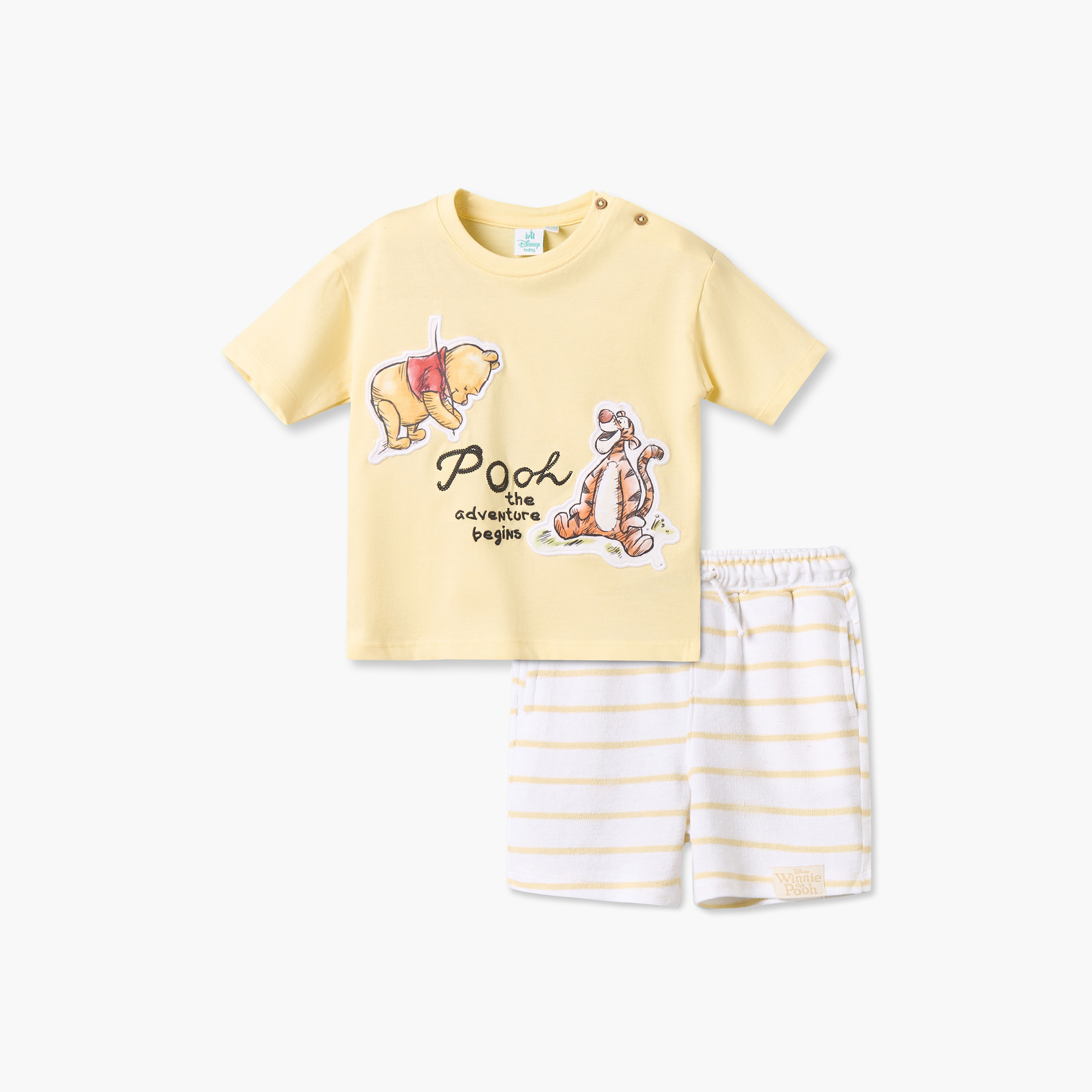 طقم تيشيرت بياقة ضيقة وأكمام قصيرة وشورت بزينة ويني ذا بوه من ديزني-baby-boys-clothing-setsandcoords-image-1