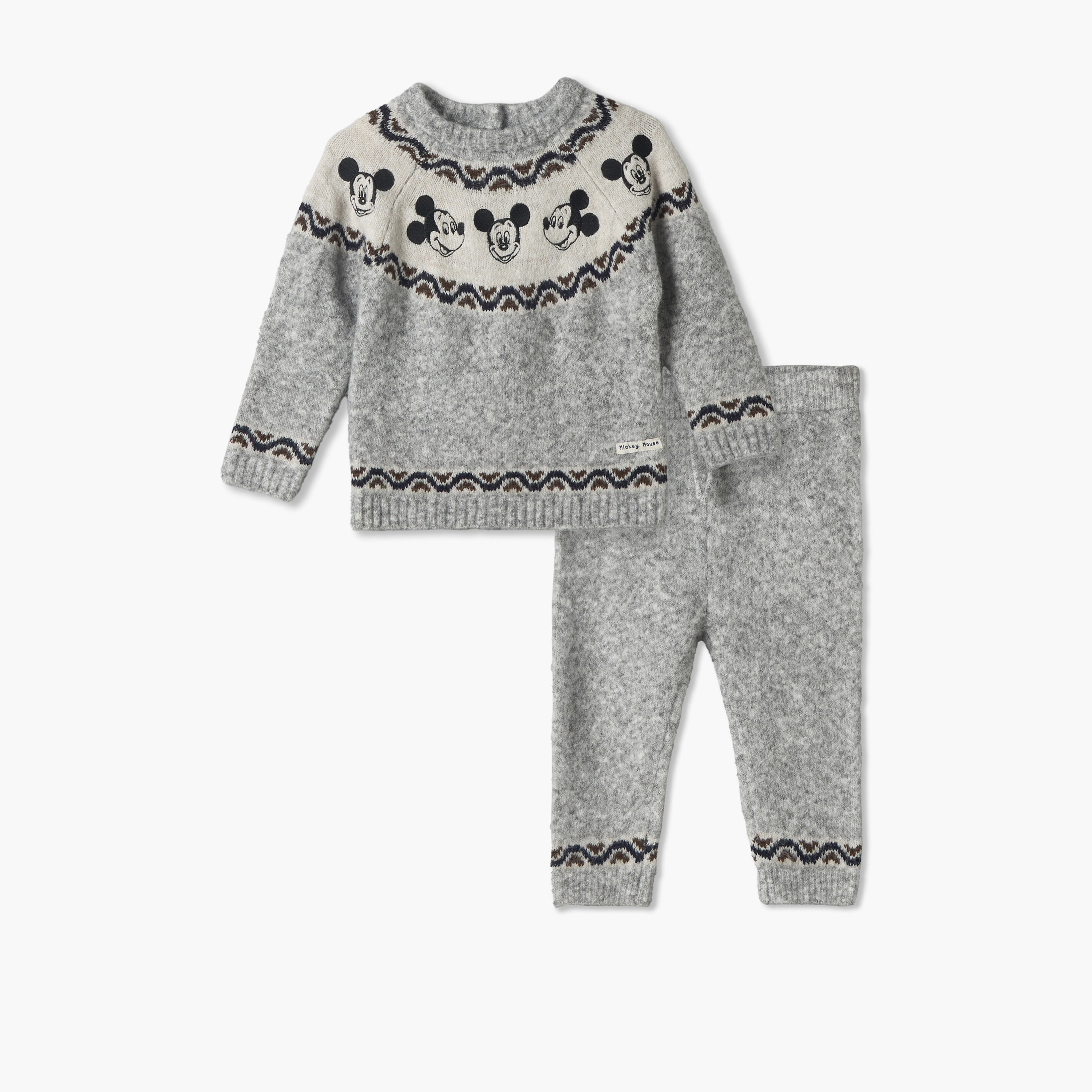 Disney Crew Neck Long Sleeves Jumper and Pants Set with Mickey Mouse Print-baby-boys-clothing-setsandcoords-image-2