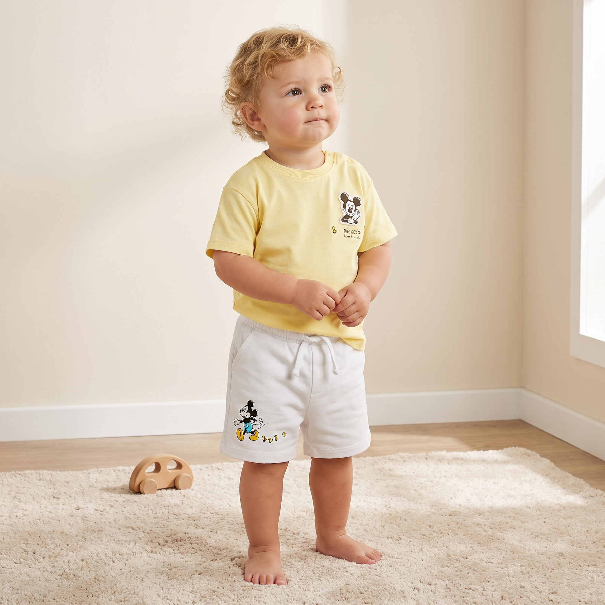 طقم شورت وتيشيرت بأكمام قصيرة وطبعات ميكي ماوس وياقة مستديرة من ديزني-baby-boys-clothing-setsandcoords-image-1