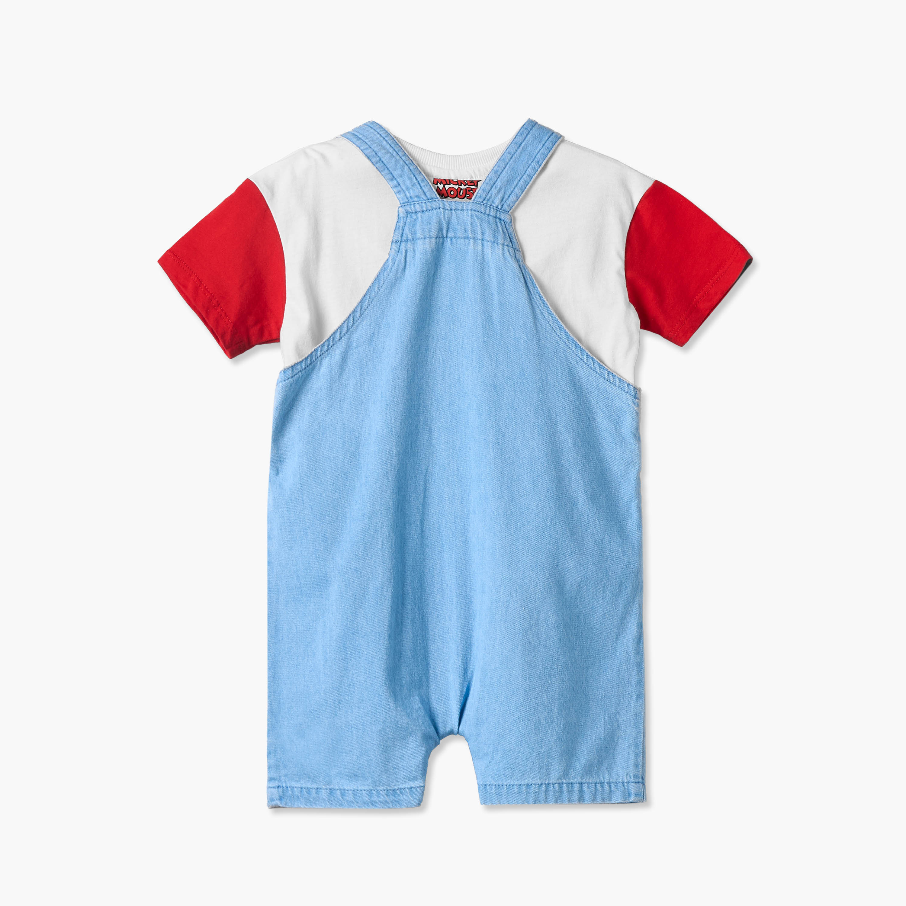 طقم تيشيرن برقبة ضيقة وأكمام قصيرة مع دنغري بطبعات ميكي ماوس من ديزني-baby-boys-clothing-setsandcoords-image-2