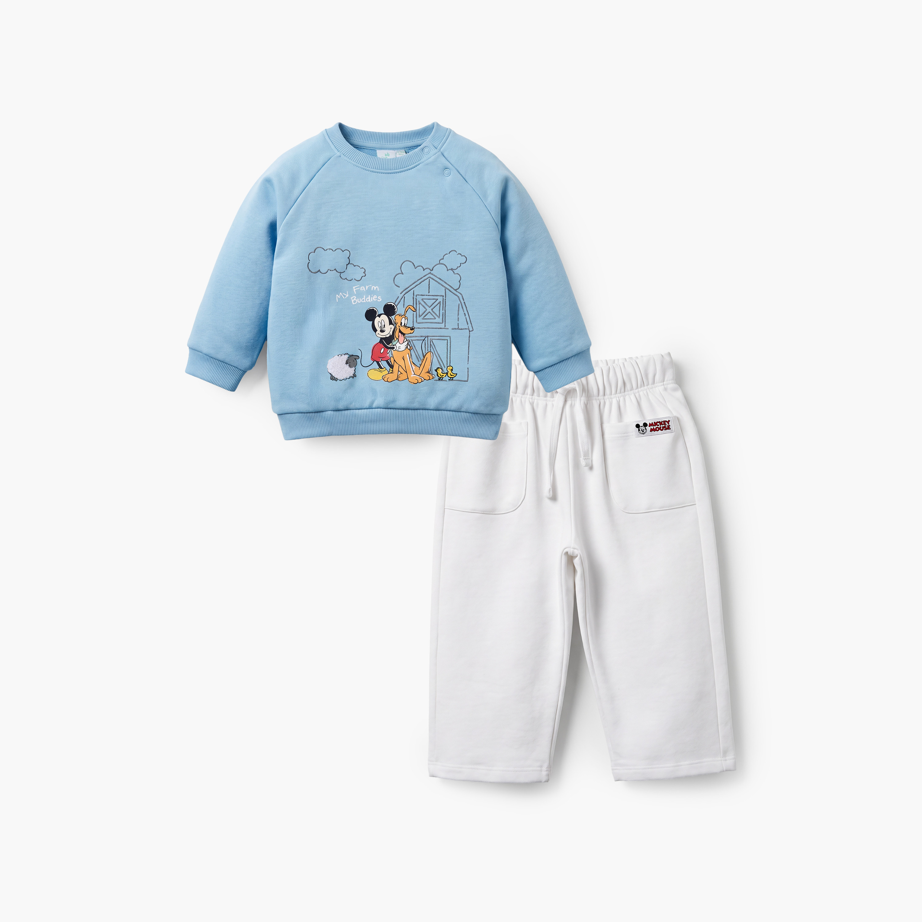 Disney Crew Neck Long Sleeves Sweatshirt and Pants Set with Mickey Mouse Print-baby-boys-clothing-setsandcoords-image-1