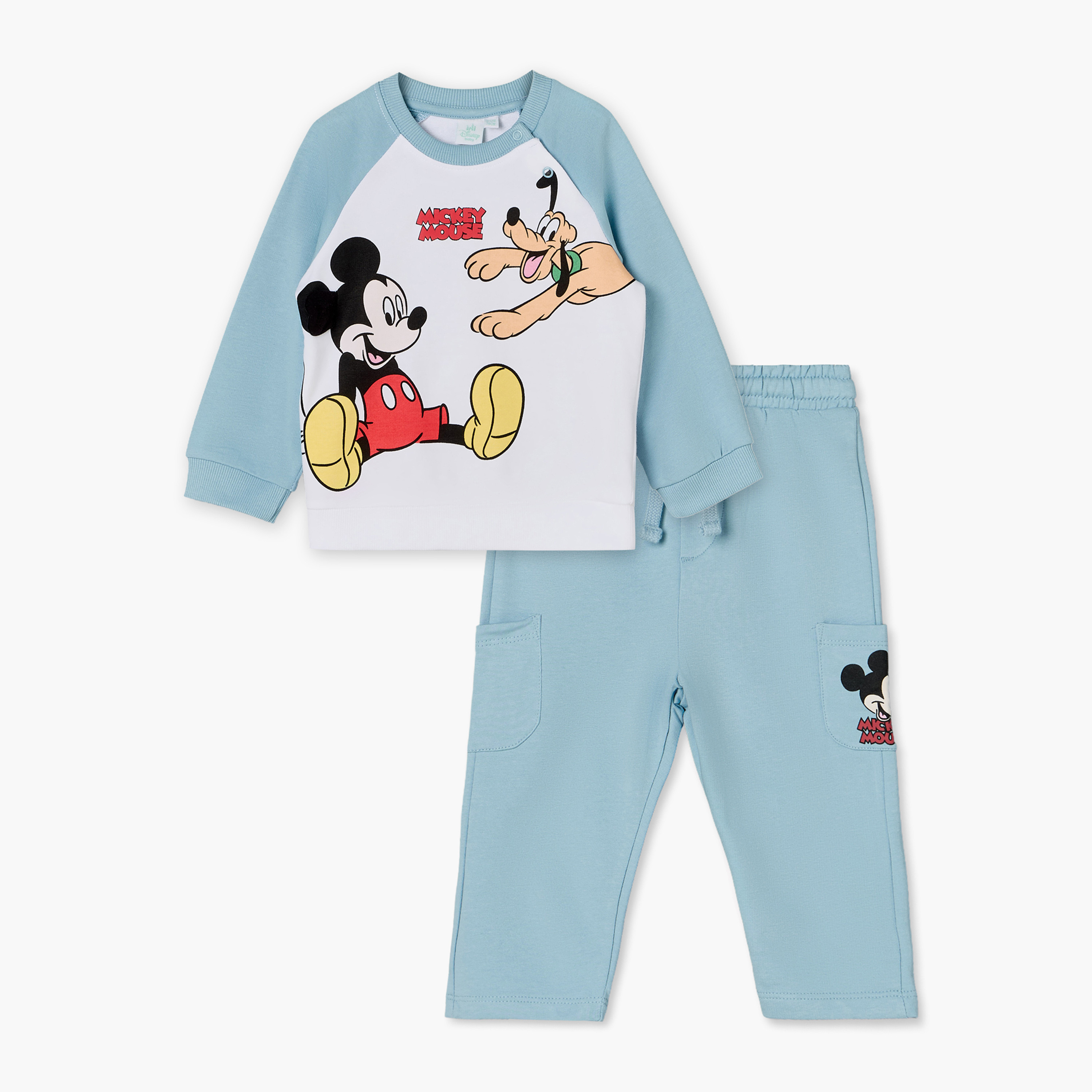 Disney Round Neck Long Sleeves Sweatshirt and Pants Set with Mickey Mouse & Goofy Print-baby-boys-clothing-setsandcoords-image-1