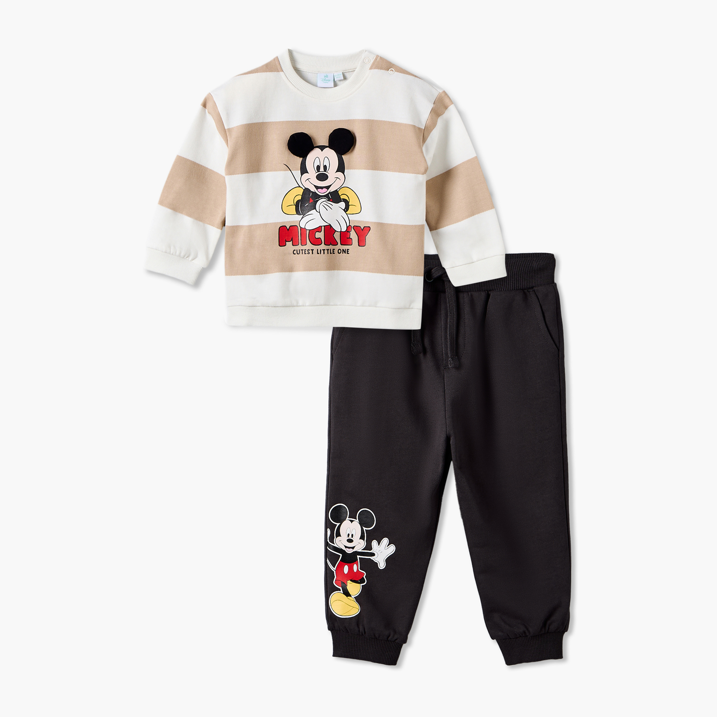 طقم سويت شيرت بياقة ضيقة وأكمام طويلة وبنطلون رياضي بطبعات ميكي ماوس من ديزني-baby-boys-clothing-setsandcoords-image-2