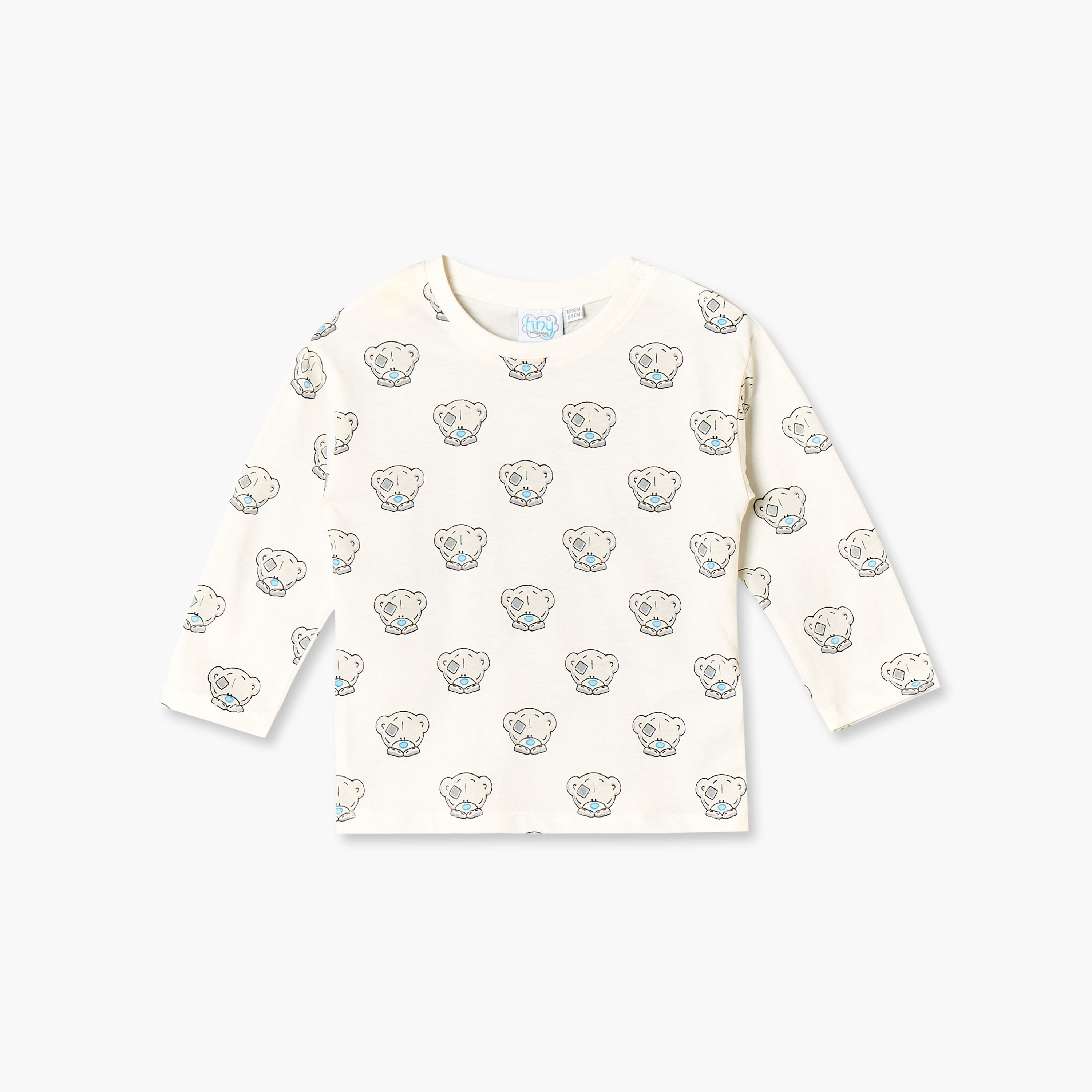 طقم تيشيرت بياقة مستديرة وأكمام طويلة ودنغري بطبعات الدب من كارت بلانش-baby-boys-clothing-setsandcoords-image-3