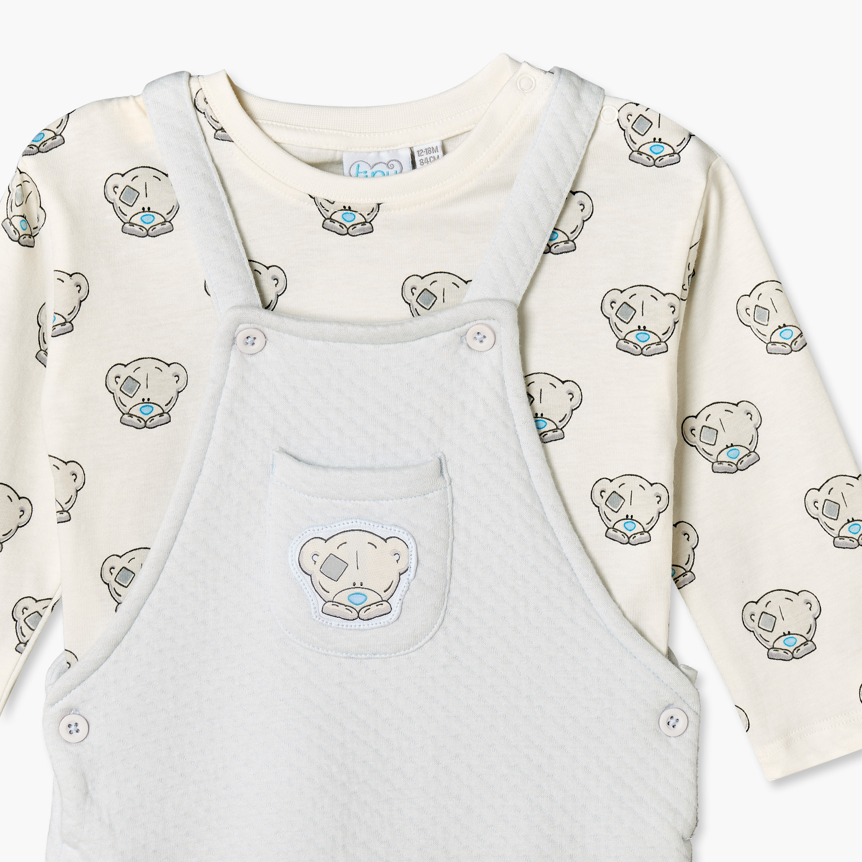 طقم تيشيرت بياقة مستديرة وأكمام طويلة ودنغري بطبعات الدب من كارت بلانش-baby-boys-clothing-setsandcoords-image-6