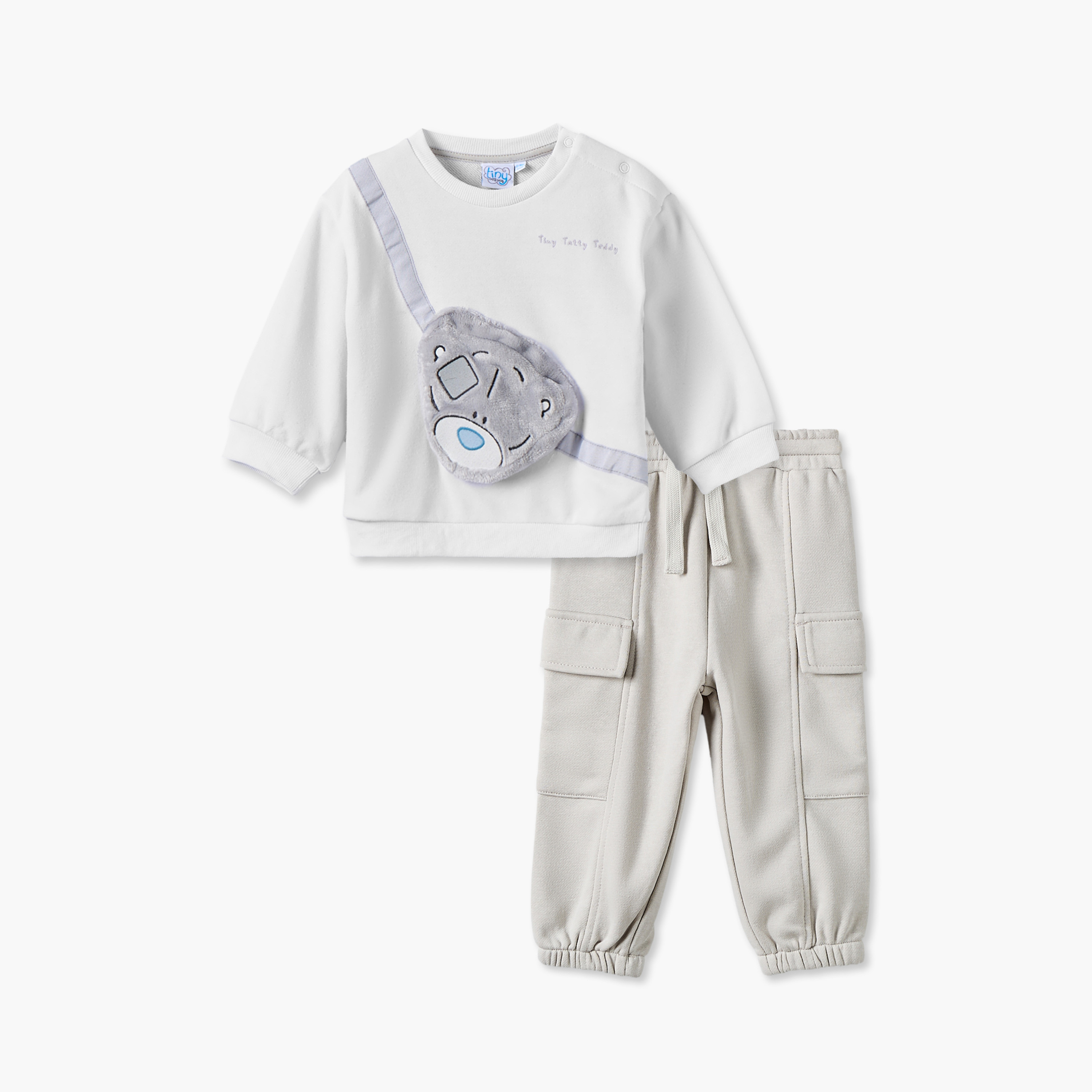 Carte Blanche Crew Neck Long Sleeves Sweatshirt and Jogger Set Teddy Applique-baby-boys-clothing-setsandcoords-image-2