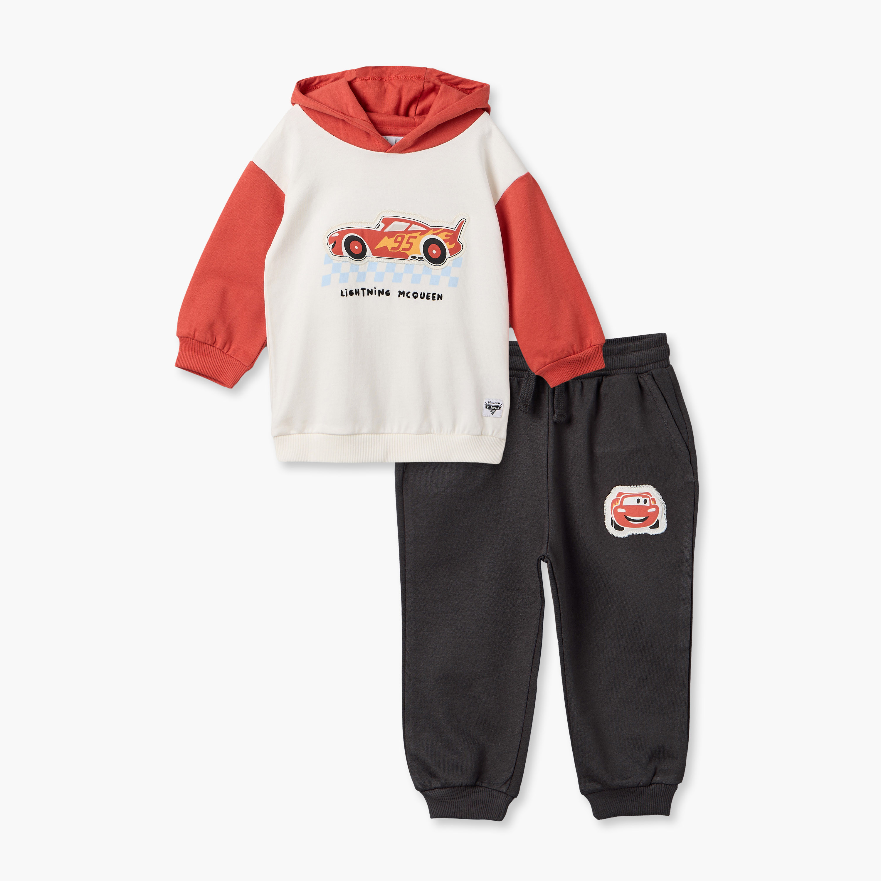 Disney Hooded Long Sleeves Sweatshirt and Joggers Set with Lightning McQueen Print-baby-boys-clothing-setsandcoords-image-2