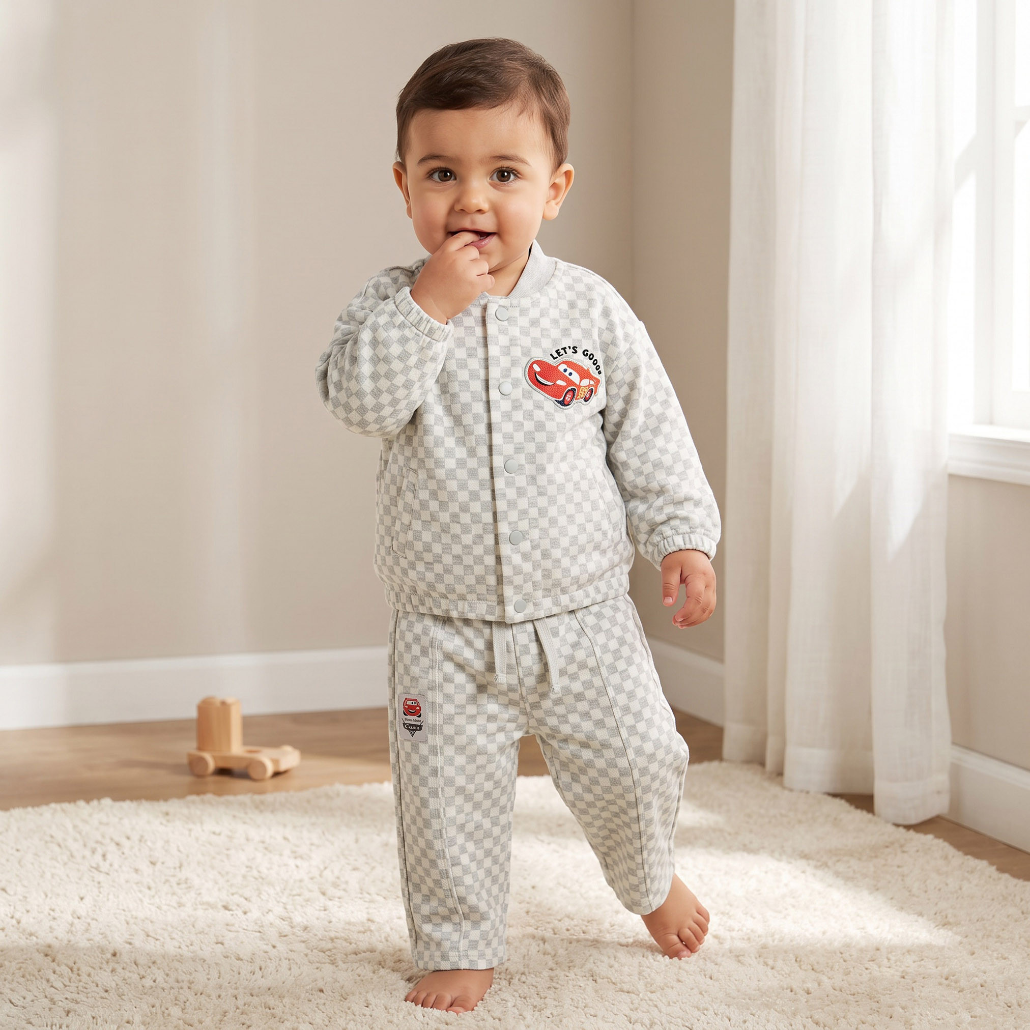 Disney V-neck Long Sleeves Cardigan and Pants Set with Cars Print-baby-boys-clothing-setsandcoords-image-1