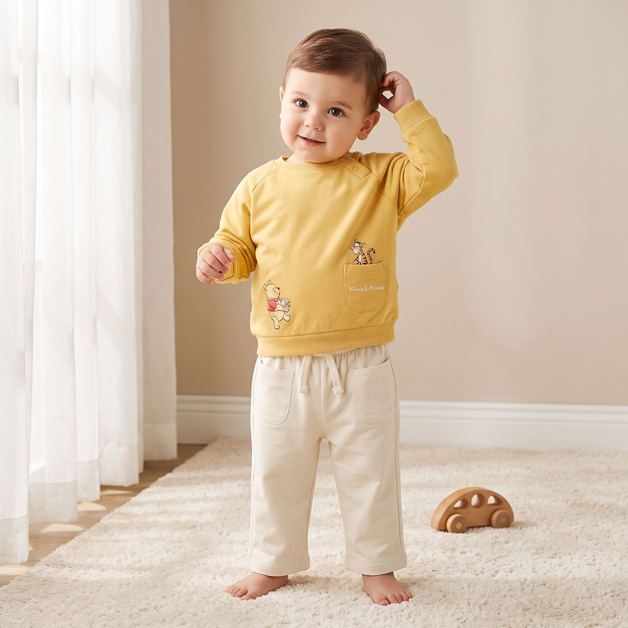 Disney Crew Neck Long Sleeves Sweatshirt and Trousers Set with Winnie the Pooh Print-baby-boys-clothing-winterwear-setsandcoords-image-1