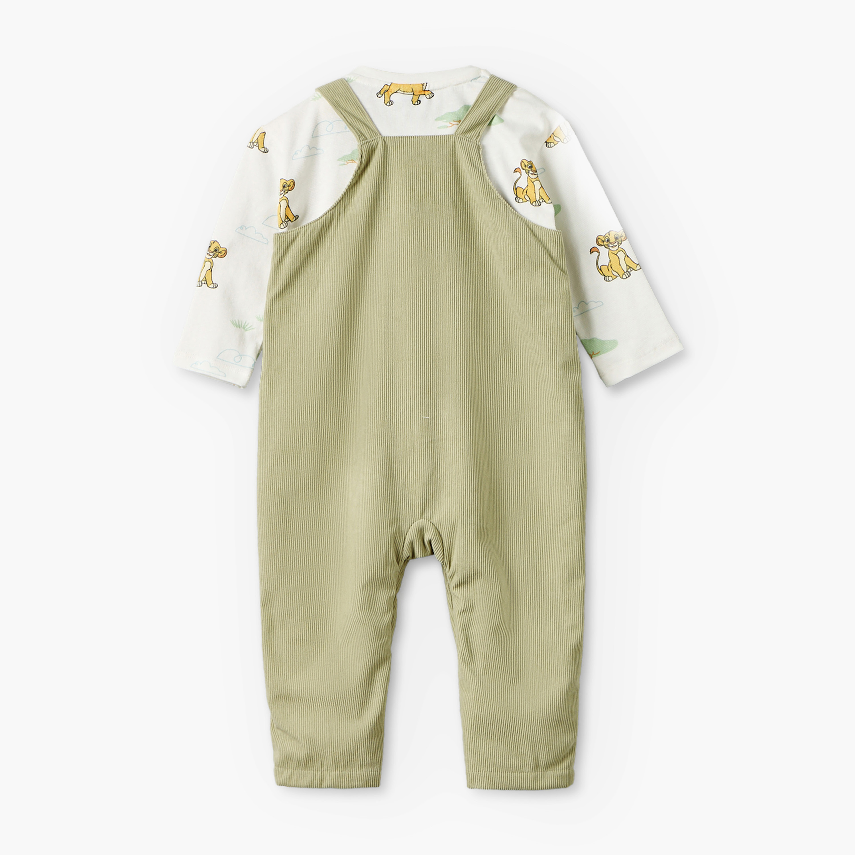 Disney Crew Neck Long Sleeves T-shirt and Dungaree Set with Lion King Print-baby-boys-clothing-setsandcoords-image-3